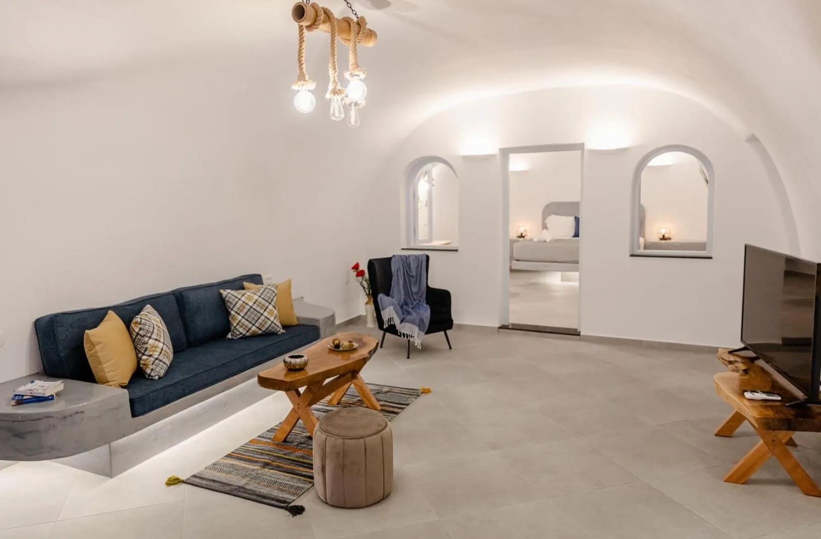 Living room in Sun Angelos Oia - Luxury Cave Suites