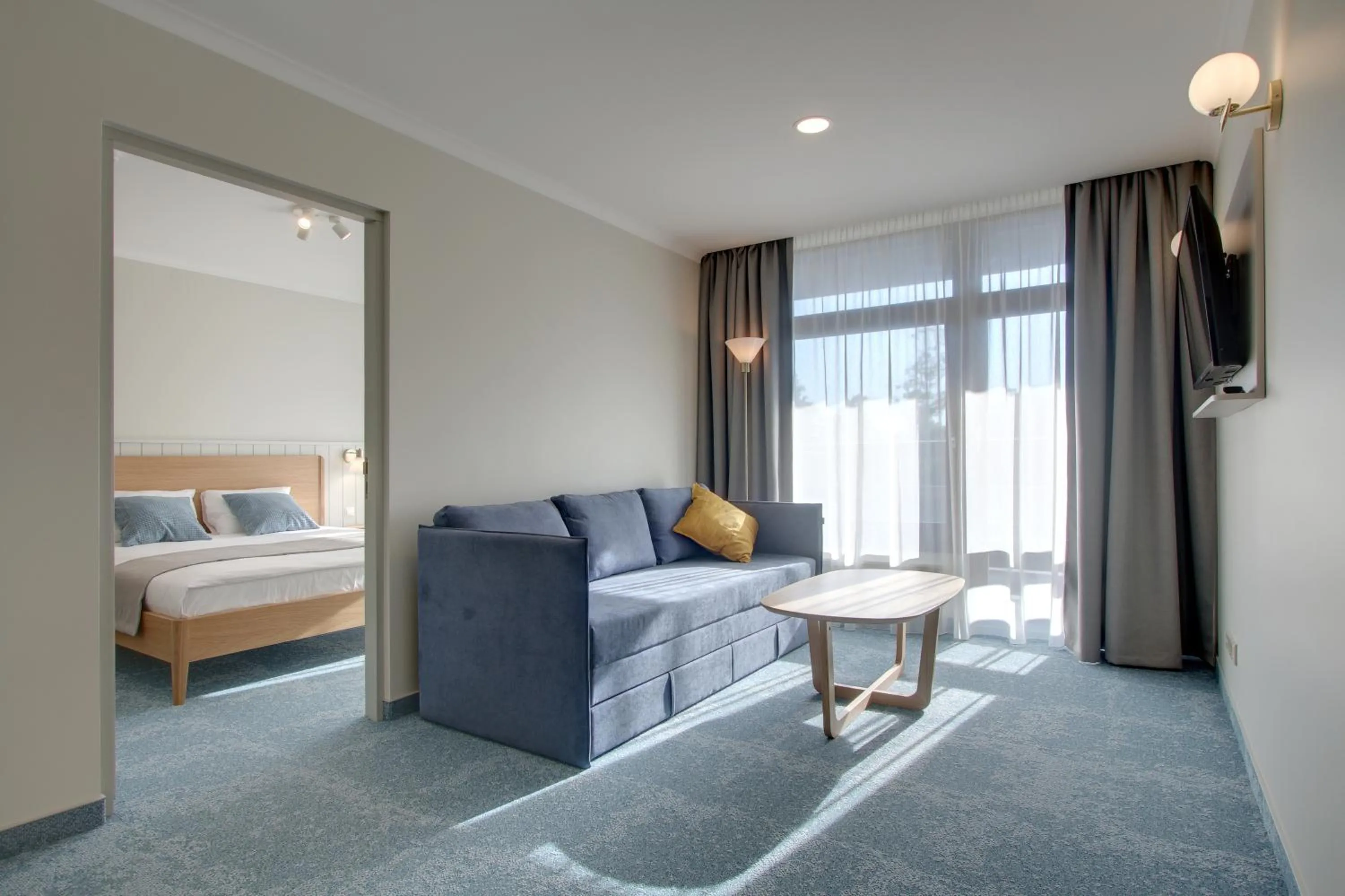 Living room, Bed in Marine Hotel Jūrmala