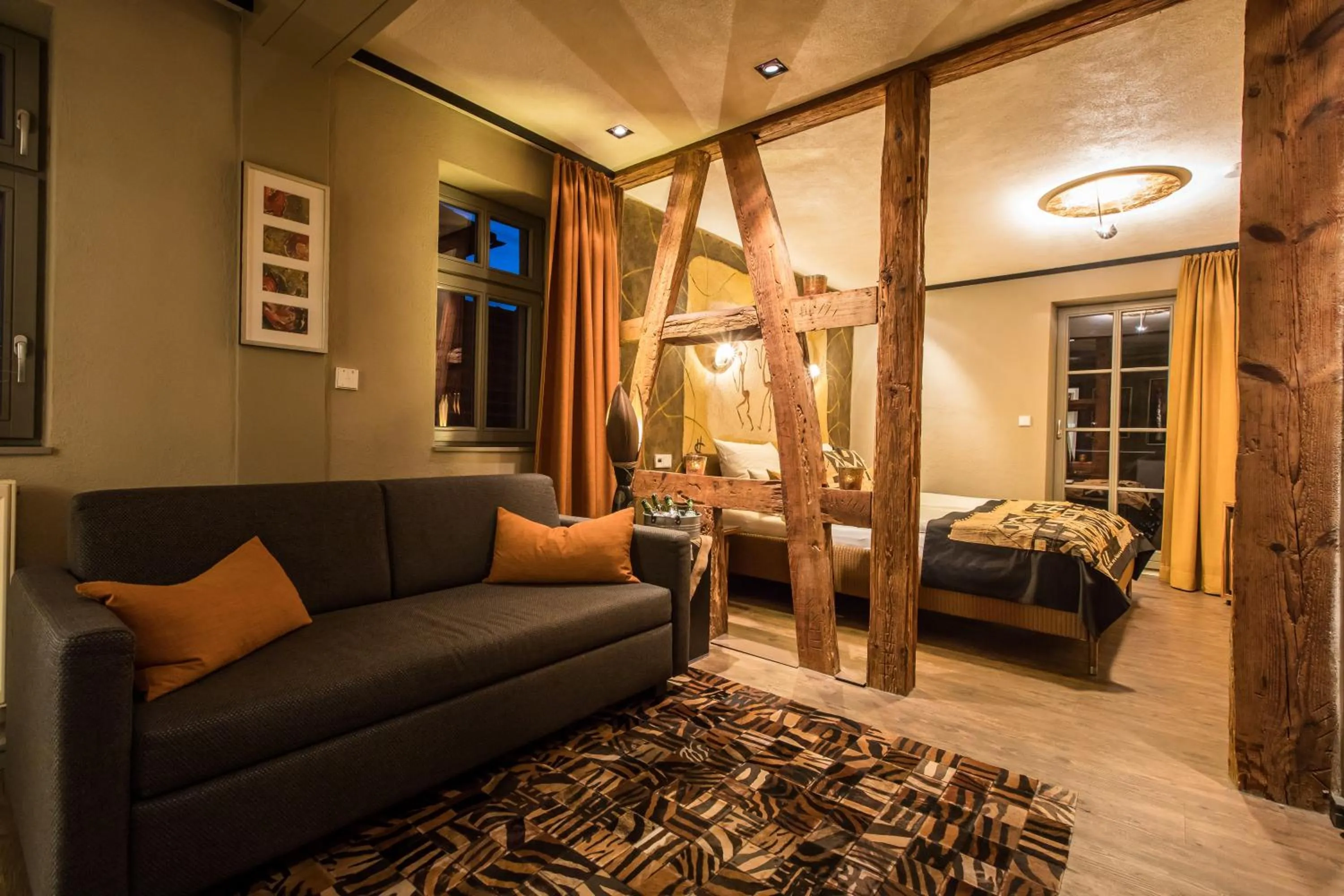 Photo of the whole room, Bed in Farmerhaus-Lodge