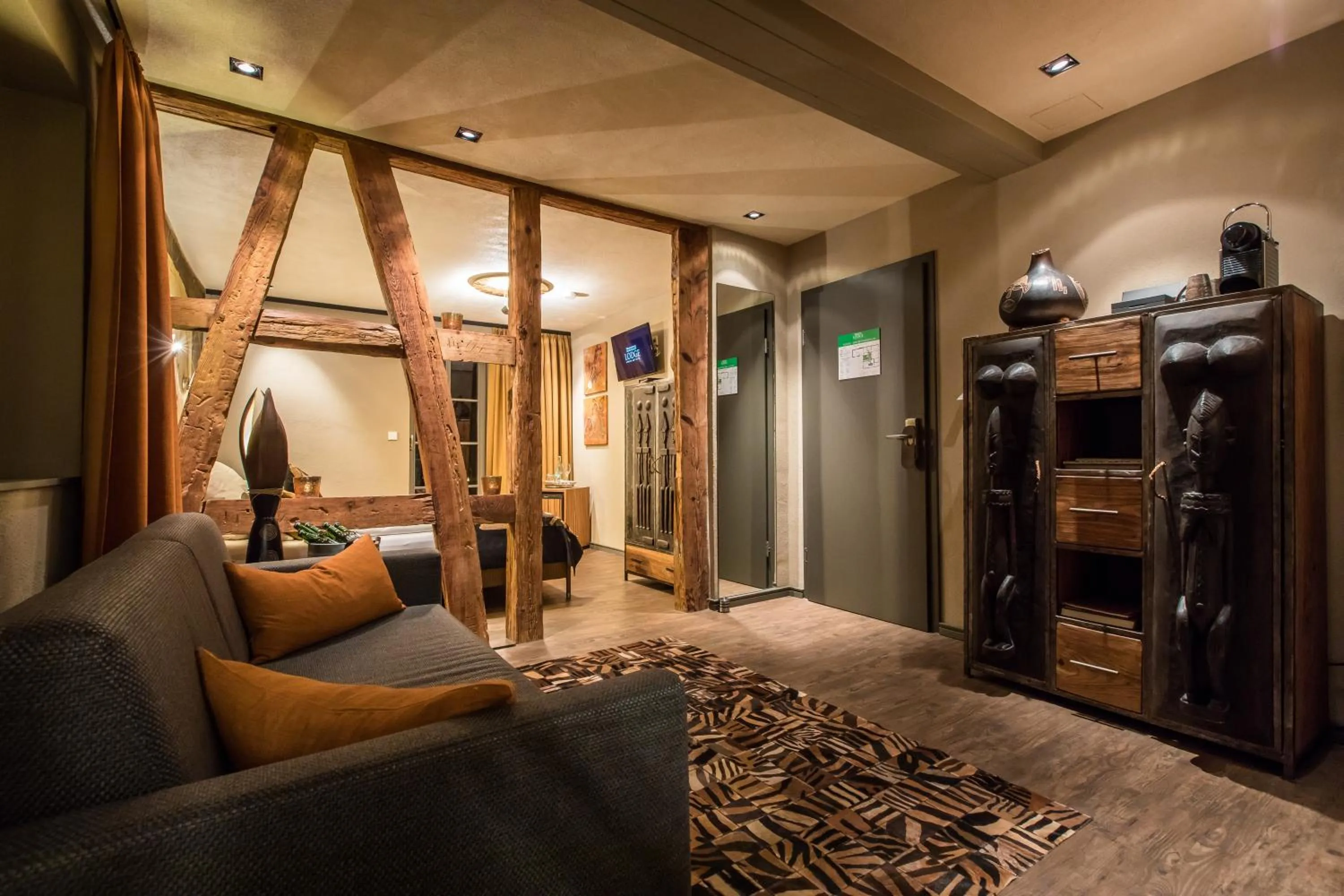 Photo of the whole room, Bed in Farmerhaus-Lodge