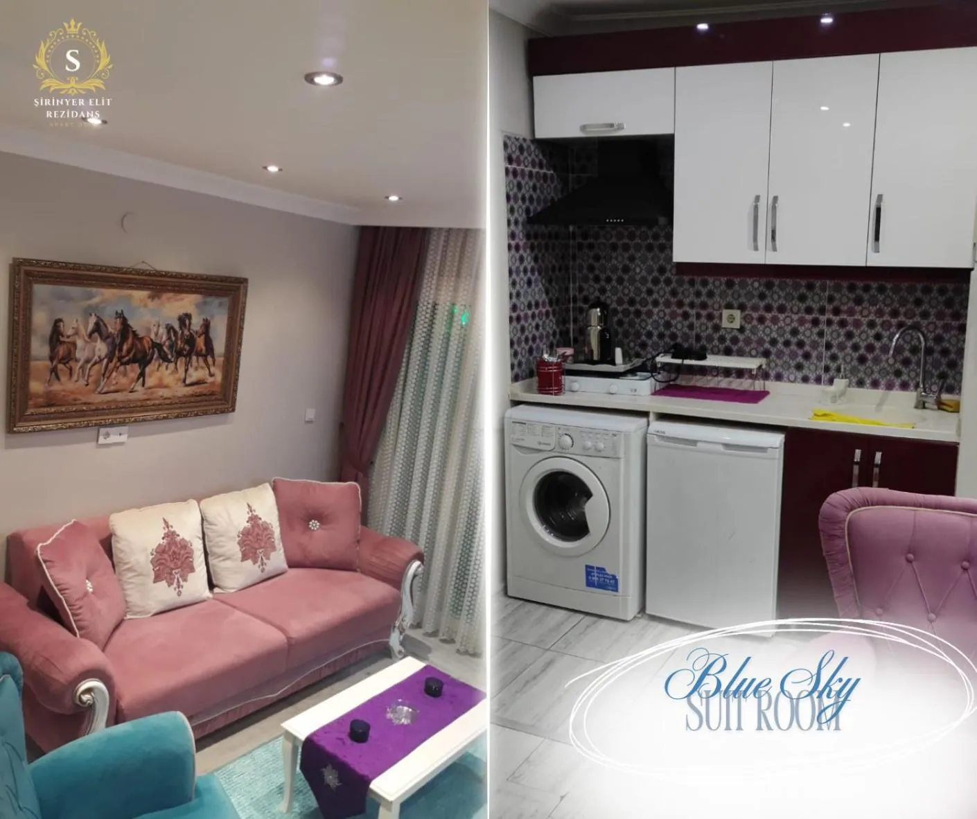 Kitchen or kitchenette in Şirinyer Elit Residance Apart Hotel