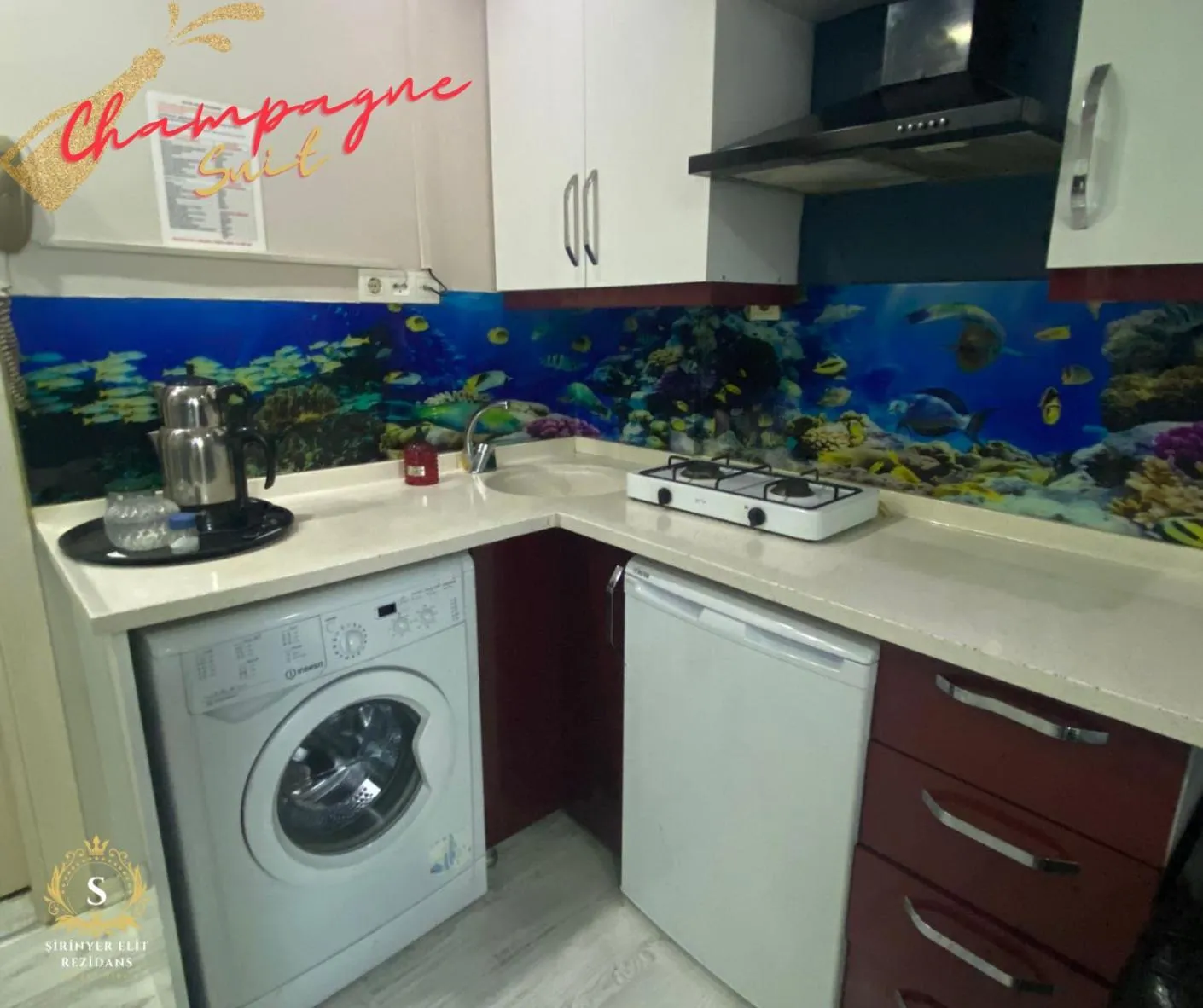 Kitchen or kitchenette in Şirinyer Elit Residance Apart Hotel