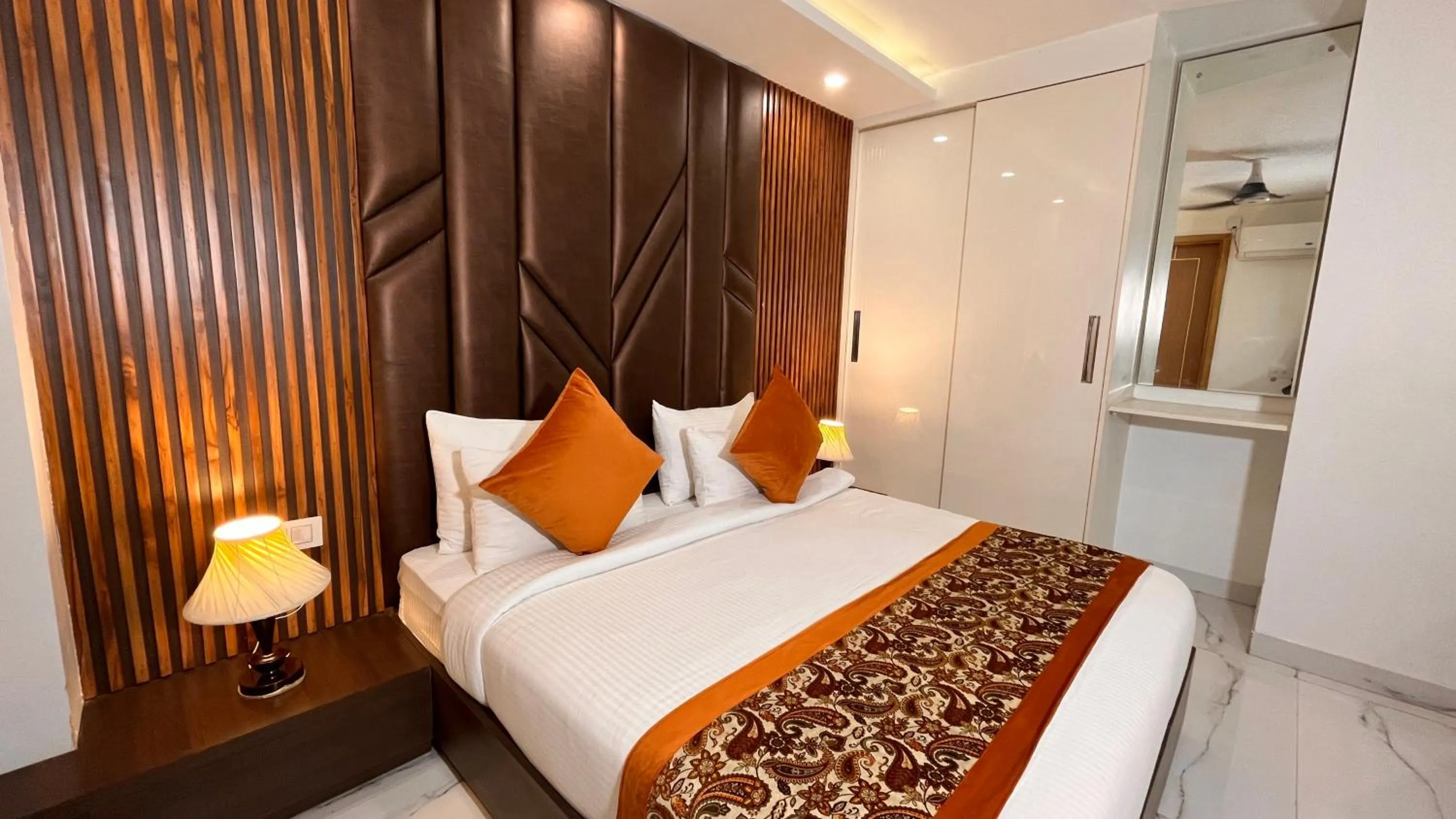 Photo of the whole room, Bed in Hotel Keshav Residency - Medicity Gurugram, near Medanta Hospital, Pure Vegetarian