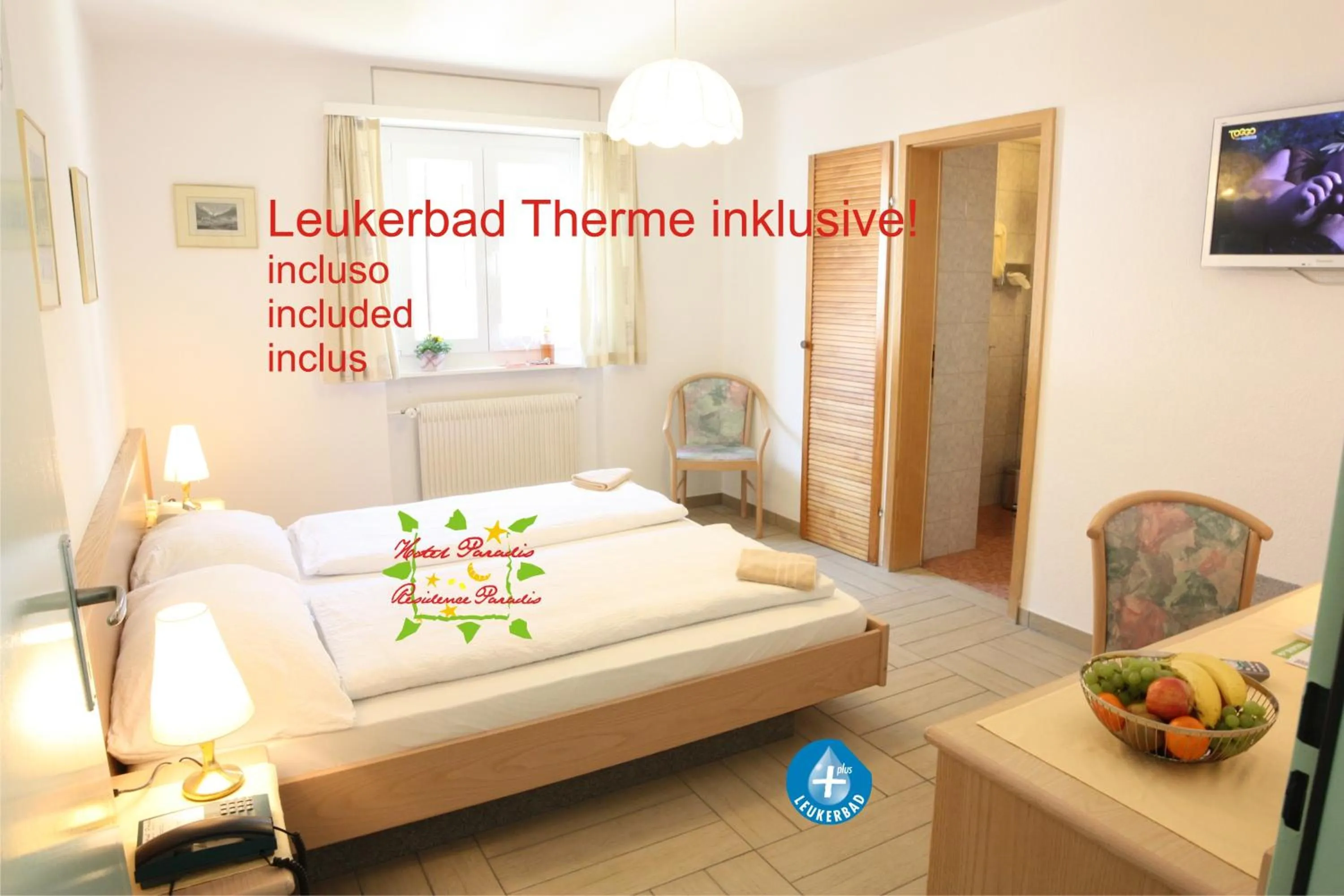 Bedroom, Bed in Hotel Paradis-Leukerbad-Therme
