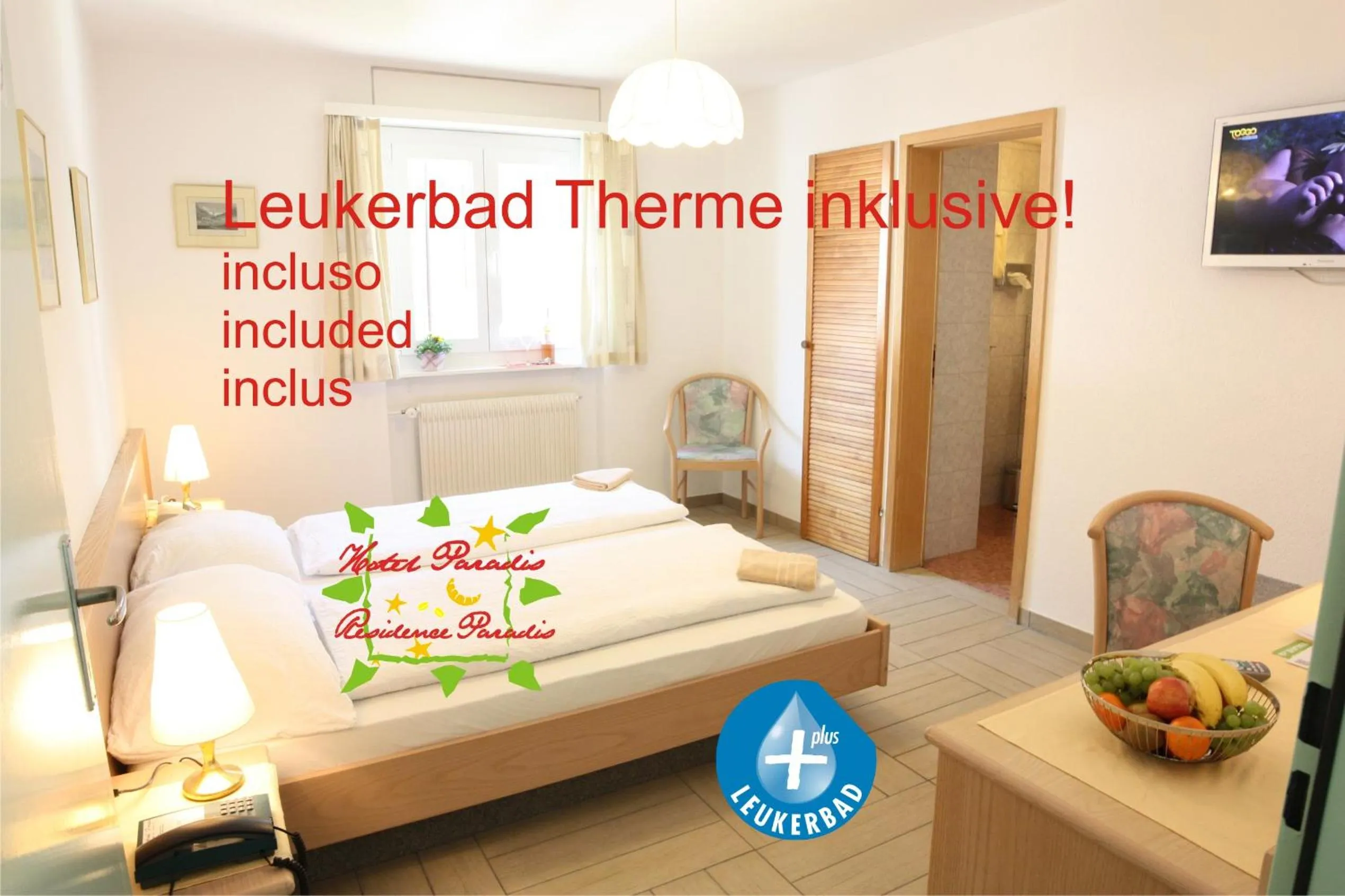 Photo of the whole room, Bed in Hotel Paradis-Leukerbad-Therme