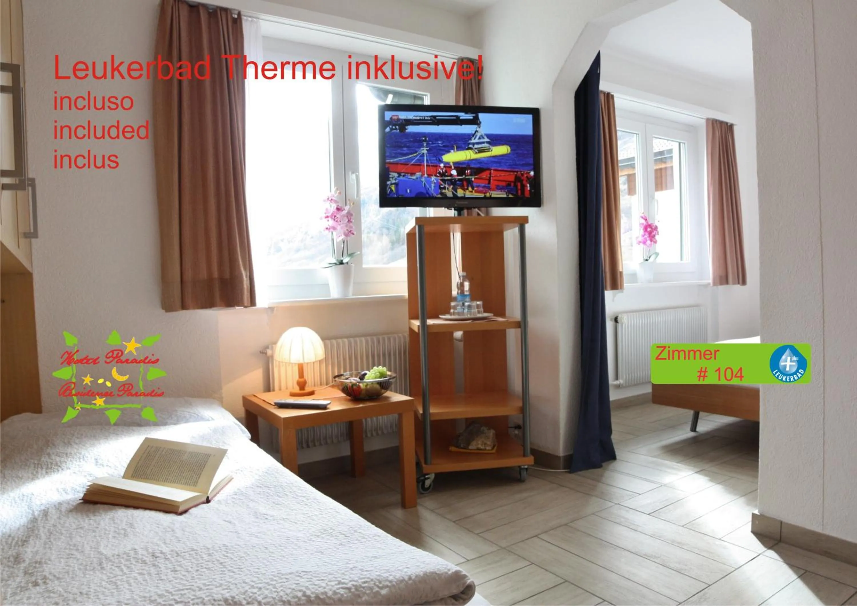 Bedroom, Bed in Hotel Paradis-Leukerbad-Therme