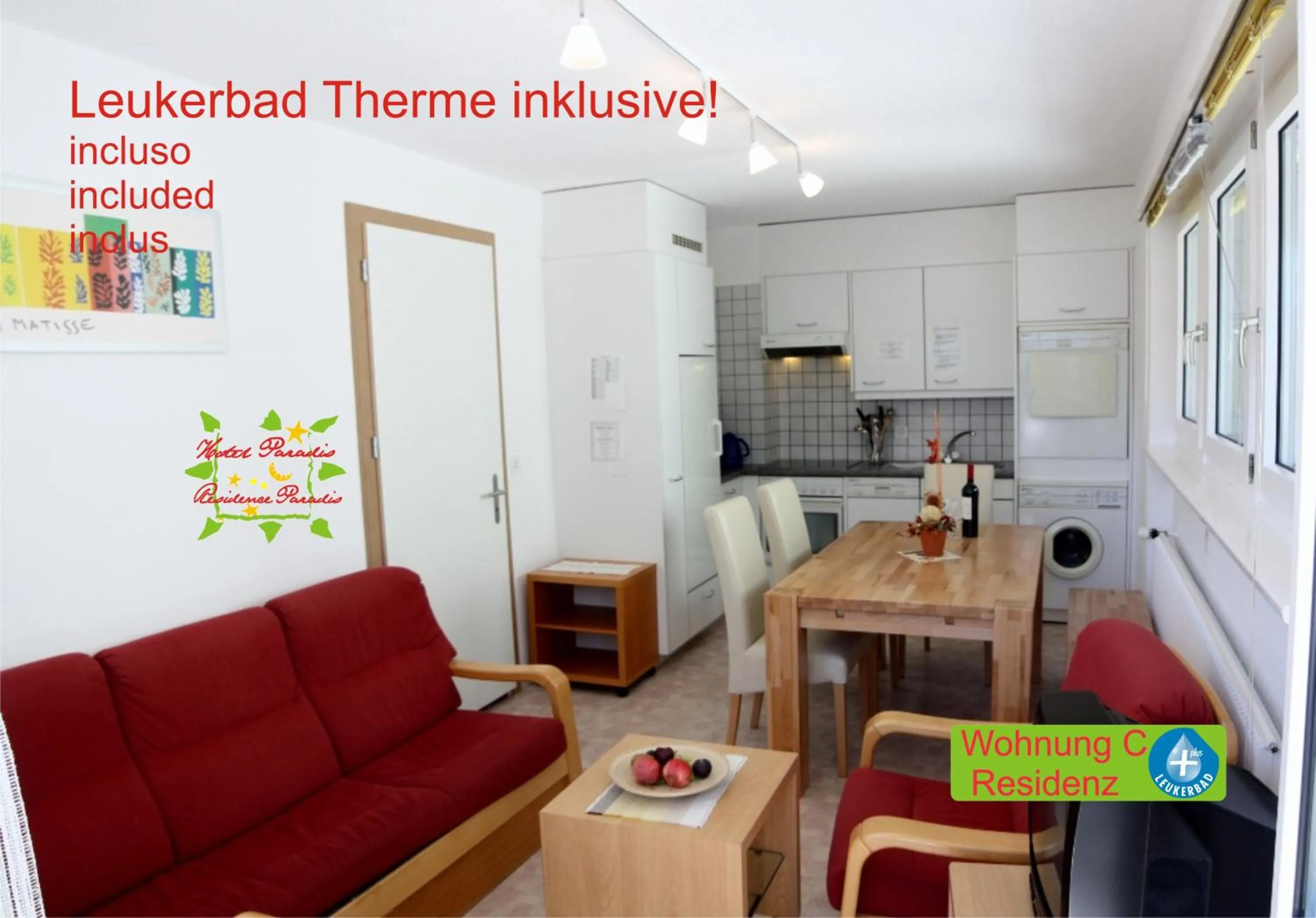 Kitchen or kitchenette in Hotel Paradis-Leukerbad-Therme