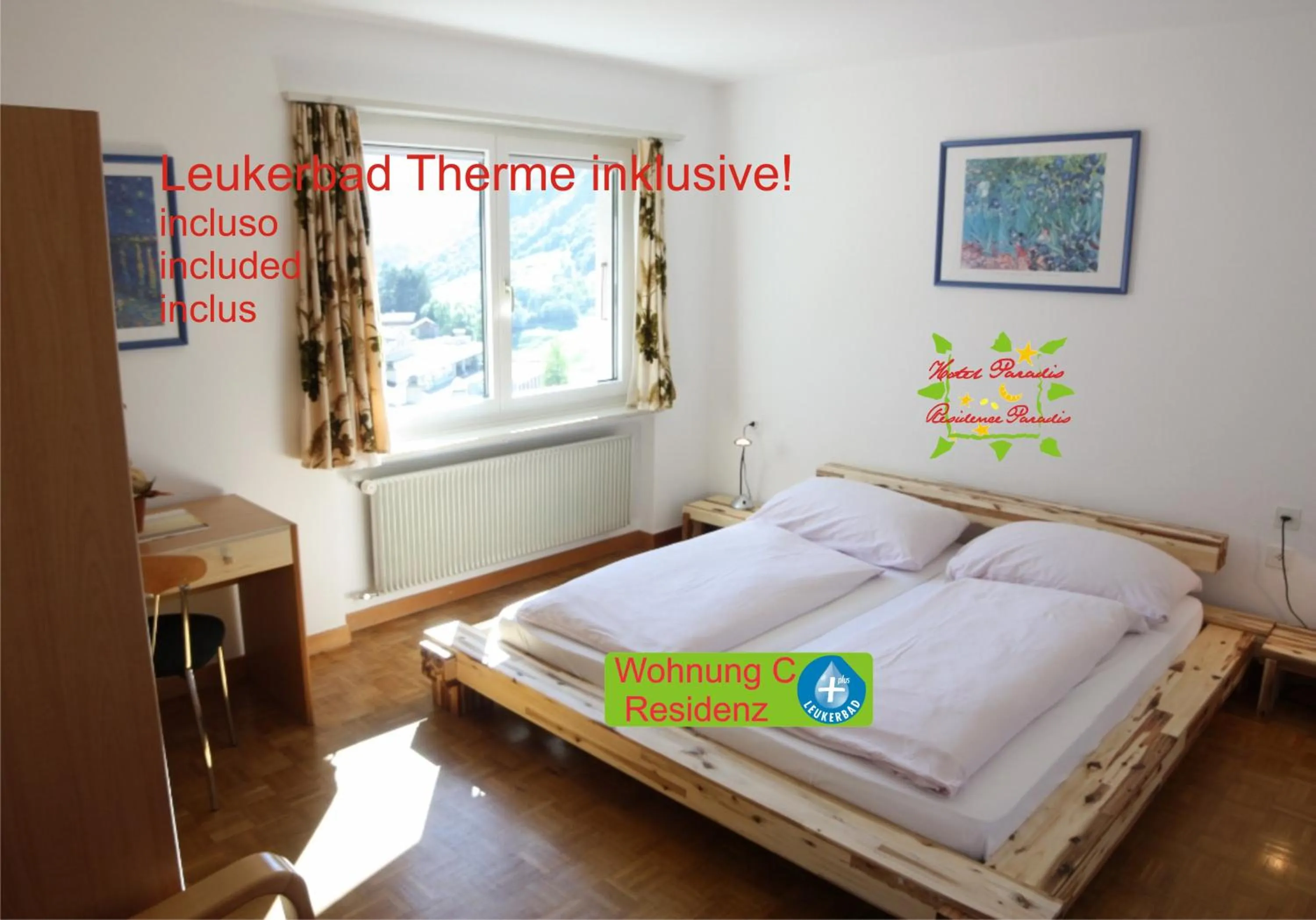 Bedroom, Bed in Hotel Paradis-Leukerbad-Therme