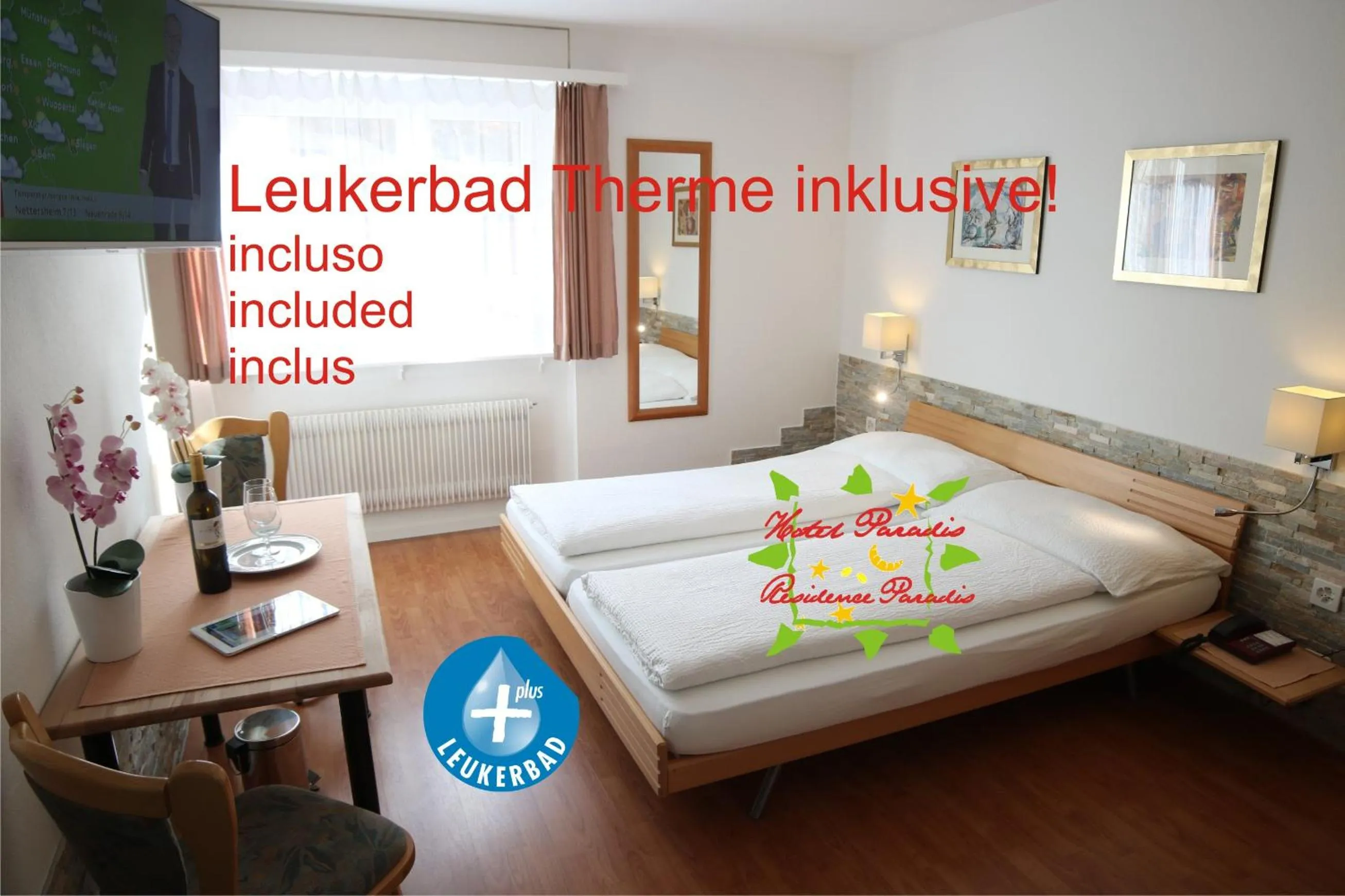 Photo of the whole room, Bed in Hotel Paradis-Leukerbad-Therme