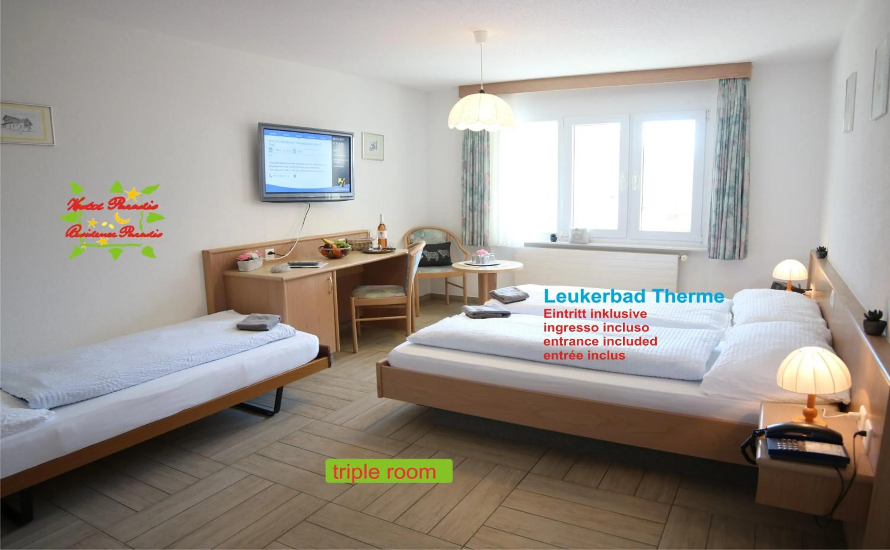 Bedroom, Bed in Hotel Paradis-Leukerbad-Therme