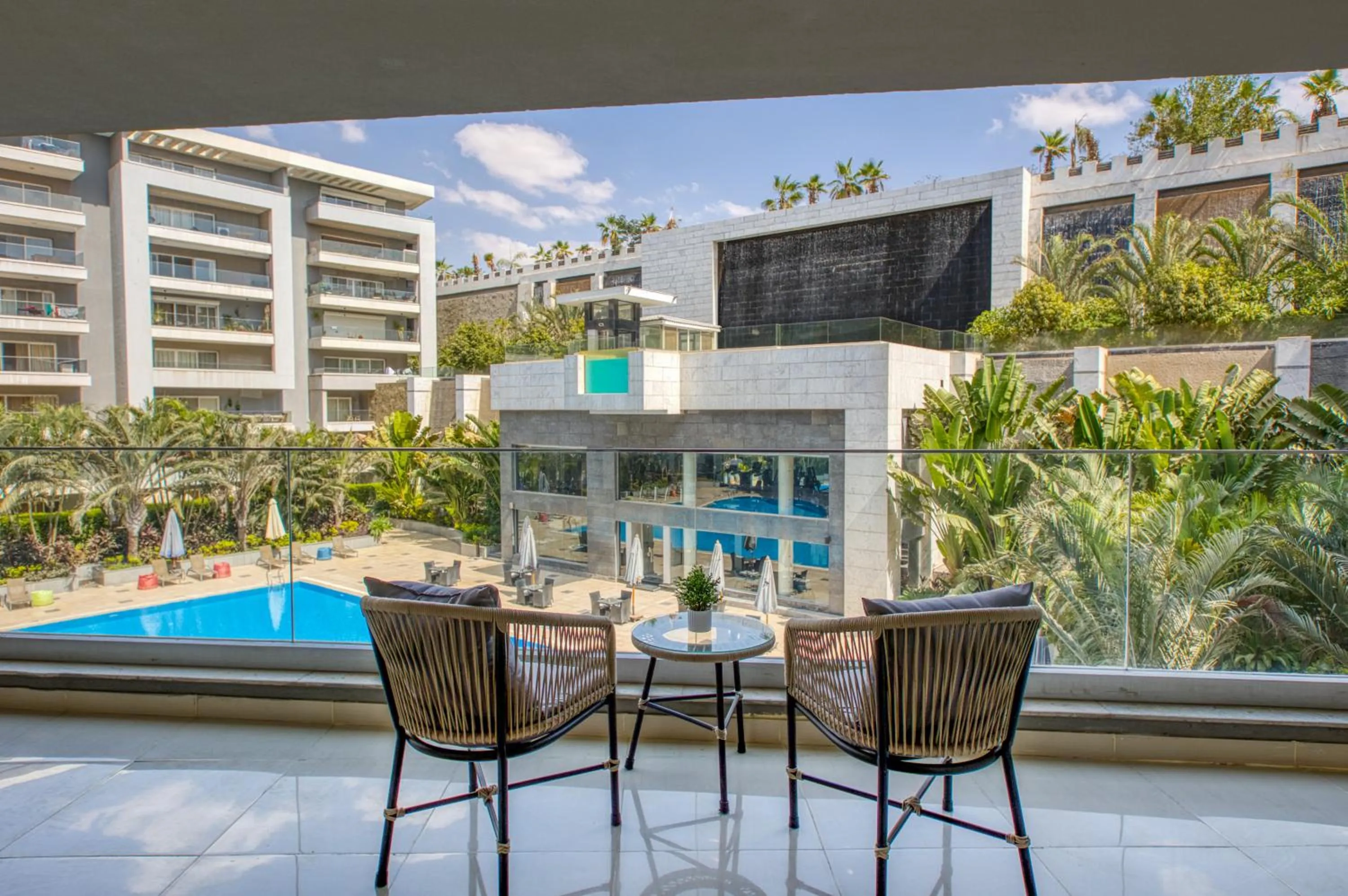 Pool view in Ocean Blue Studios