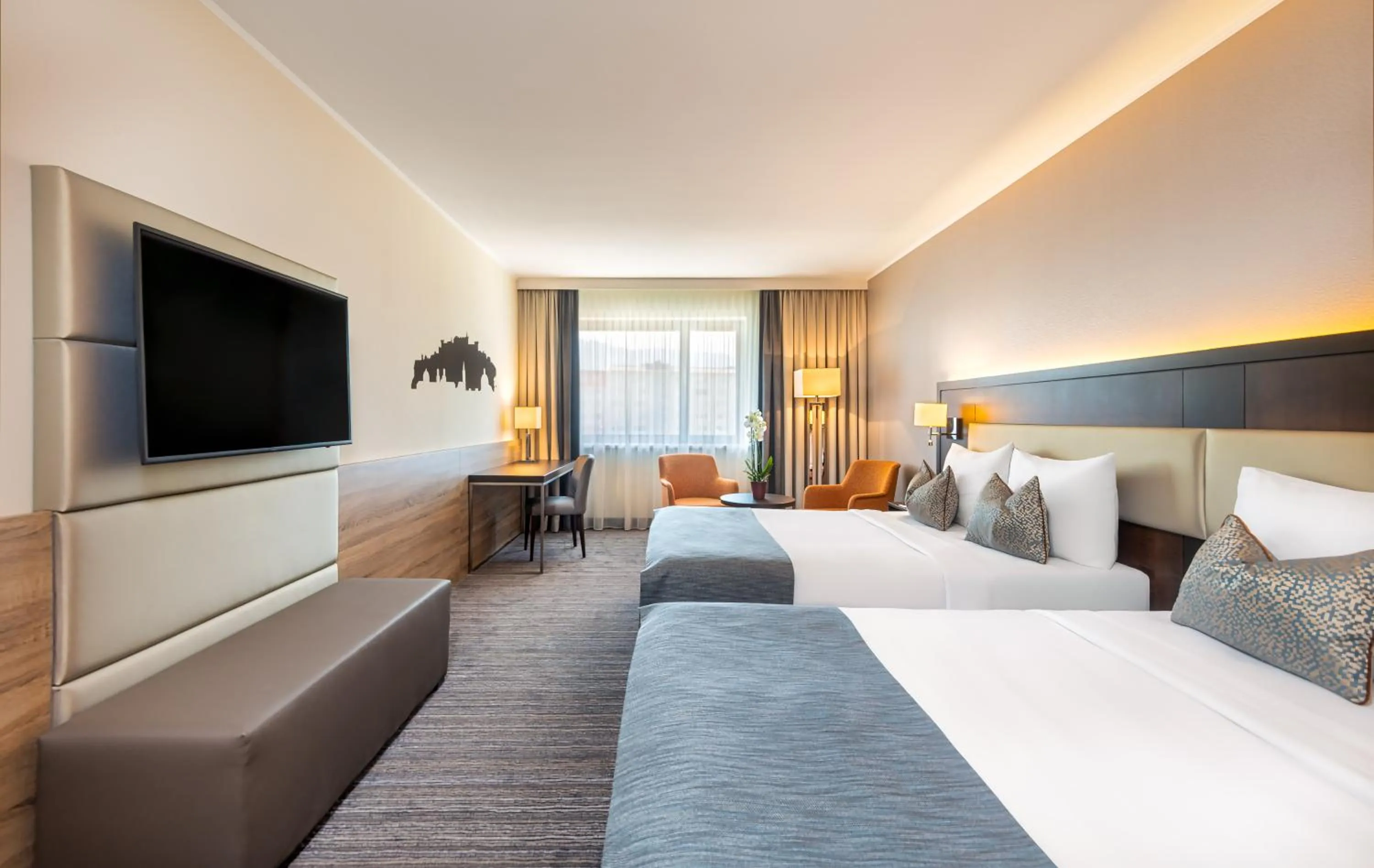 Bed in Wyndham Grand Salzburg Conference Centre