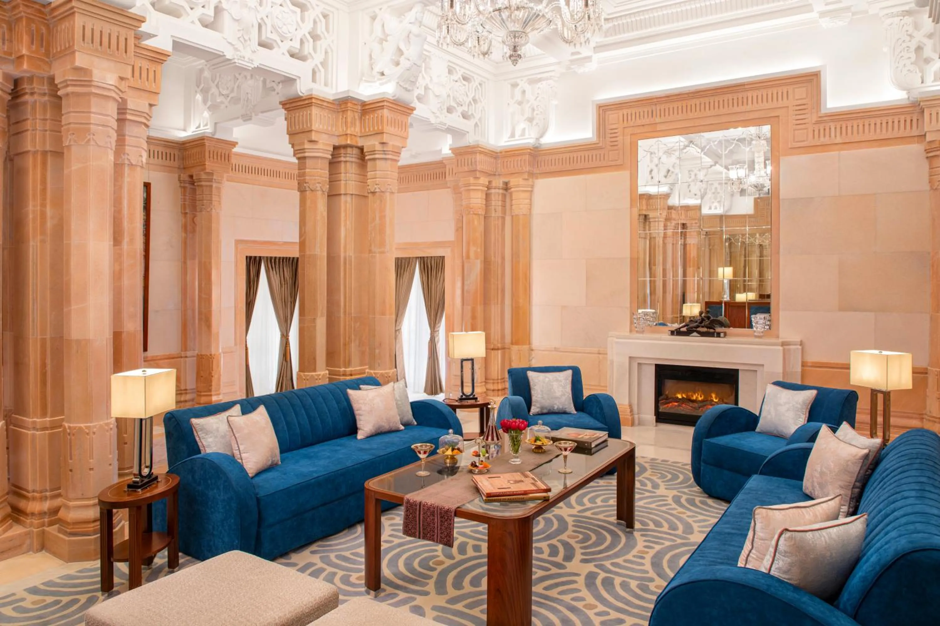 Living room in Umaid Bhawan Palace Jodhpur