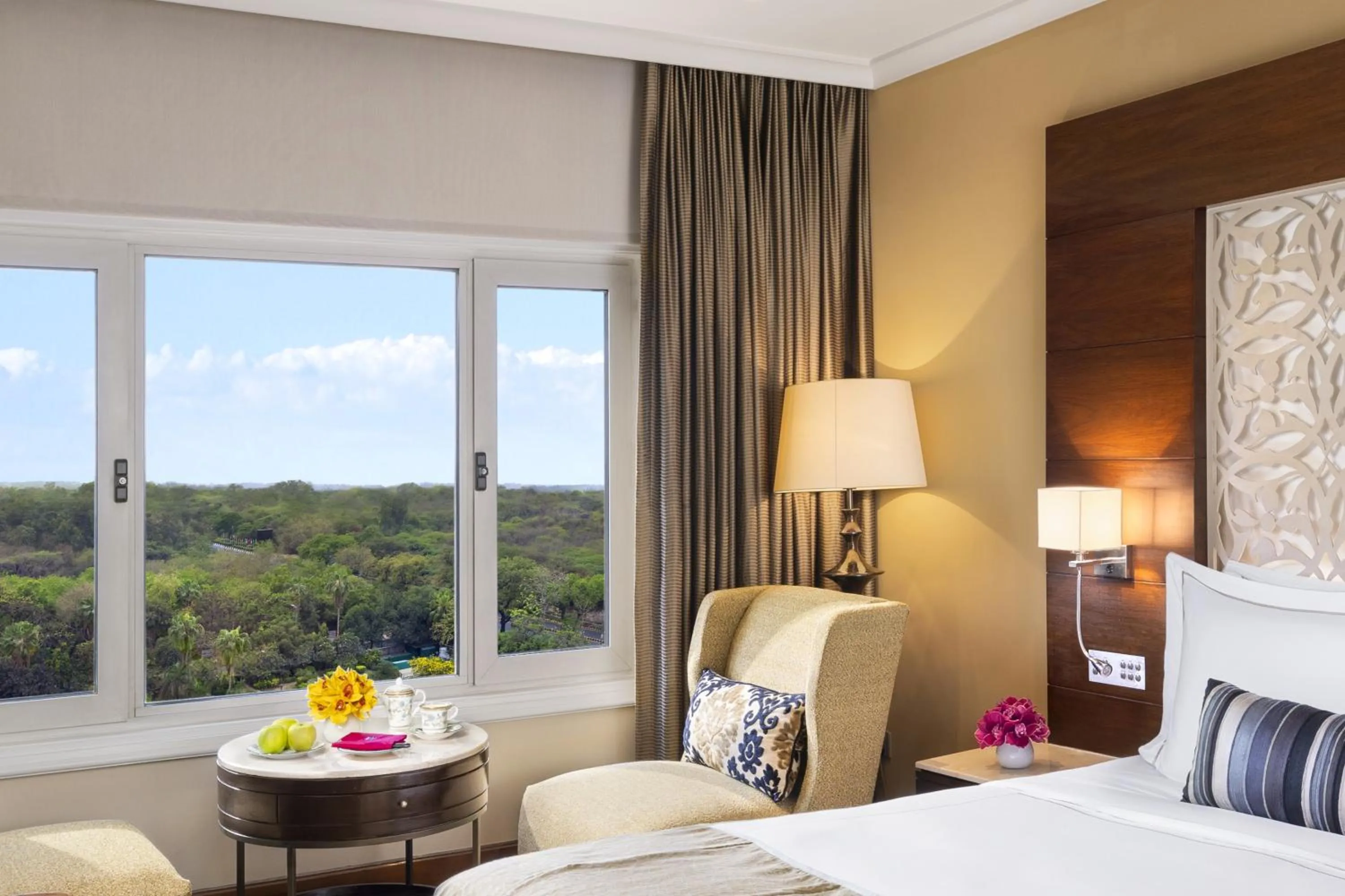 View (from property/room), Bed in Taj Palace, New Delhi