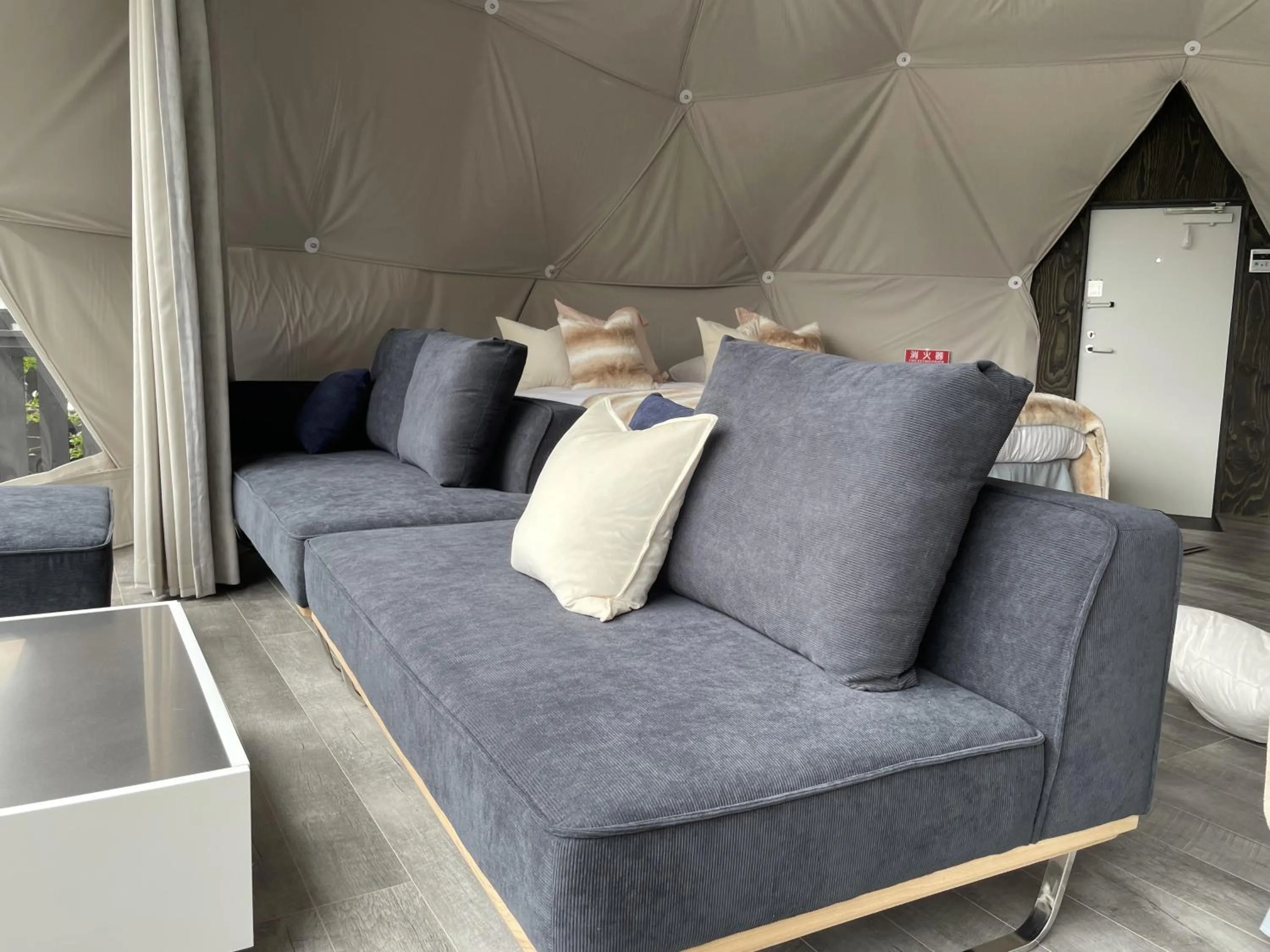 Seating area in TOCORO. Mt.Fuji CAMP&GLAMPING