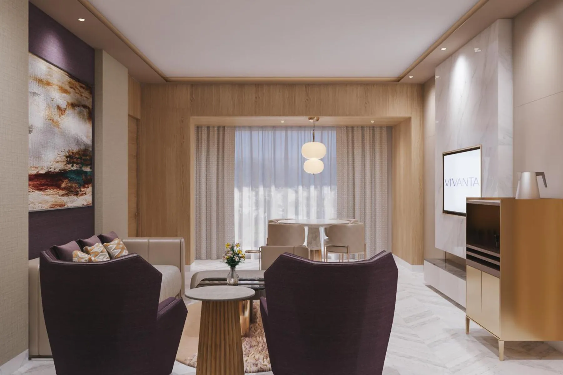 Dining area in Vivanta Vijayawada, MG Road