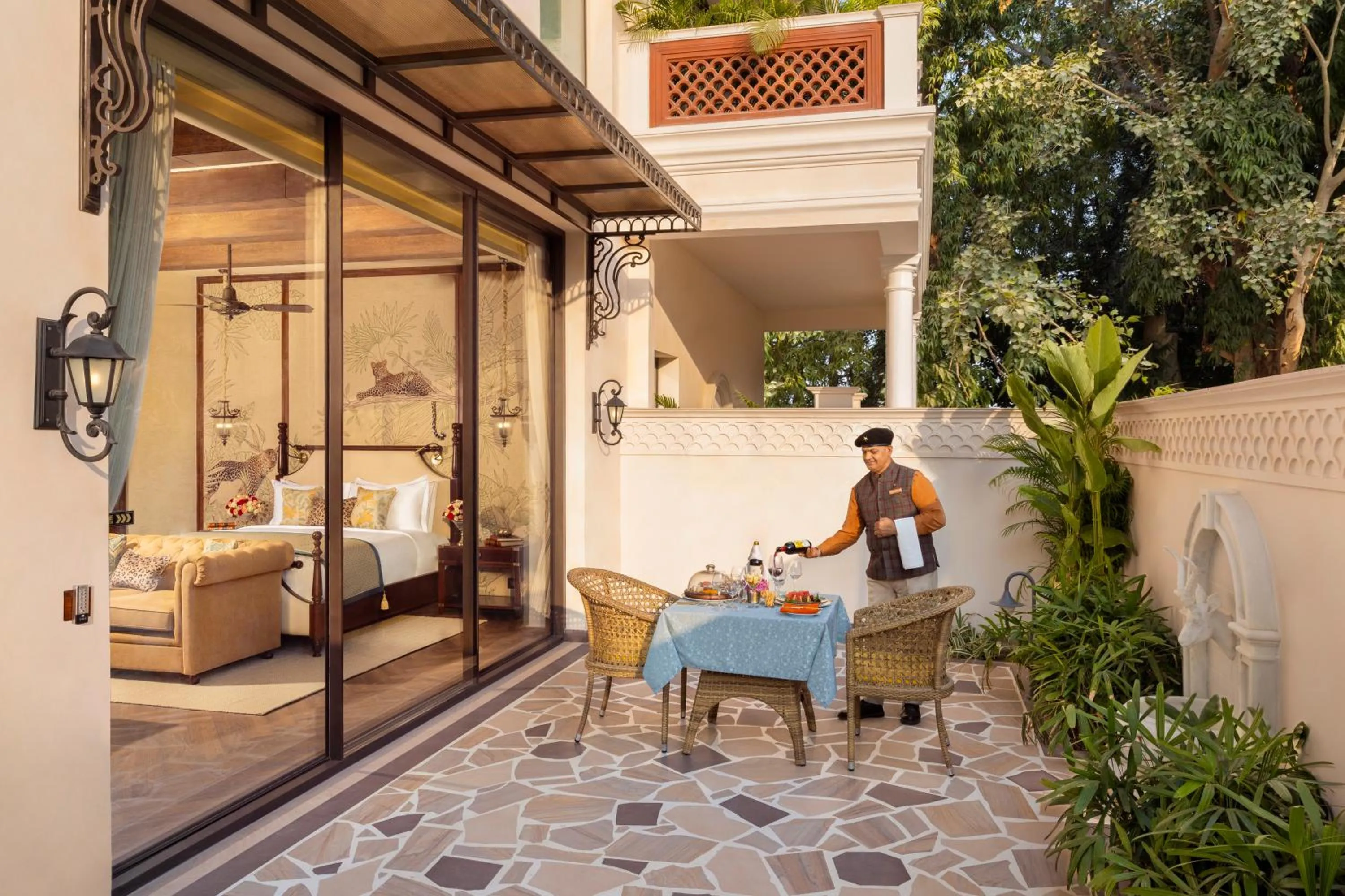 Patio in The Maharaja's Lodge, Ranthambore