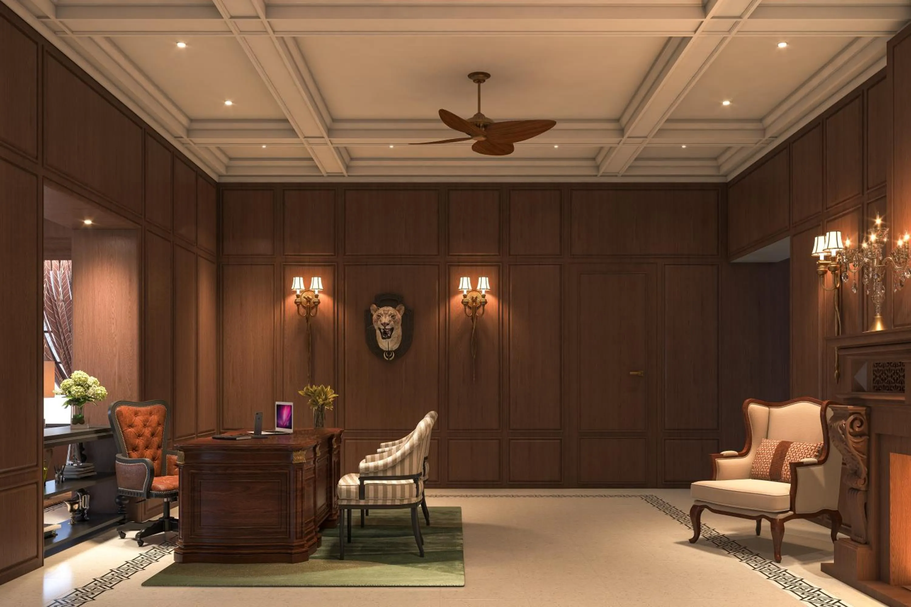 Lobby or reception in The Maharaja's Lodge, Ranthambore