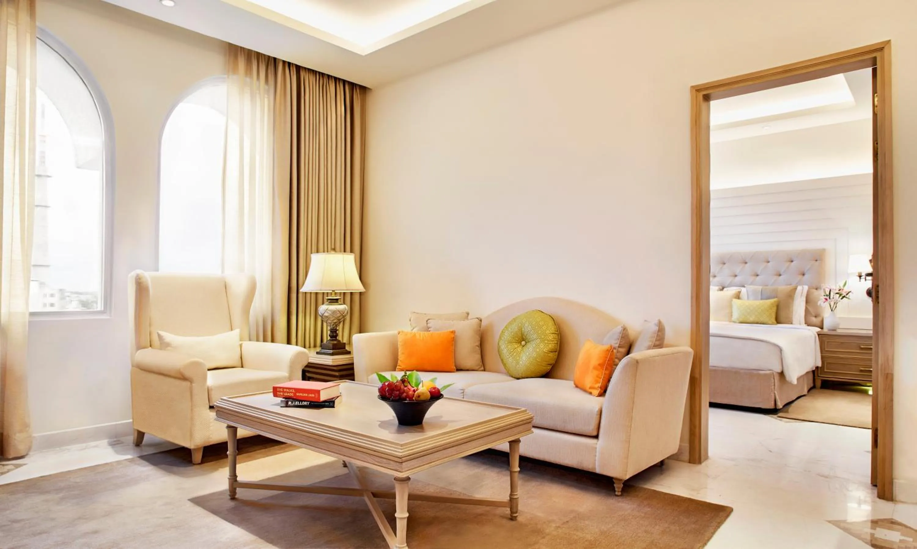 Living room, Bed in Taj Ganges Varanasi