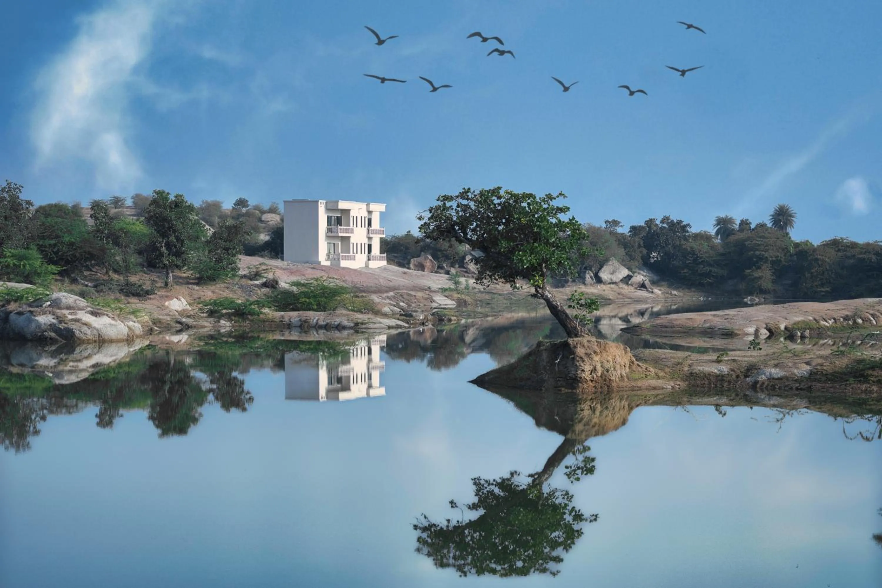 Lake view in WelcomHeritage Cheetahgarh Resort & Spa