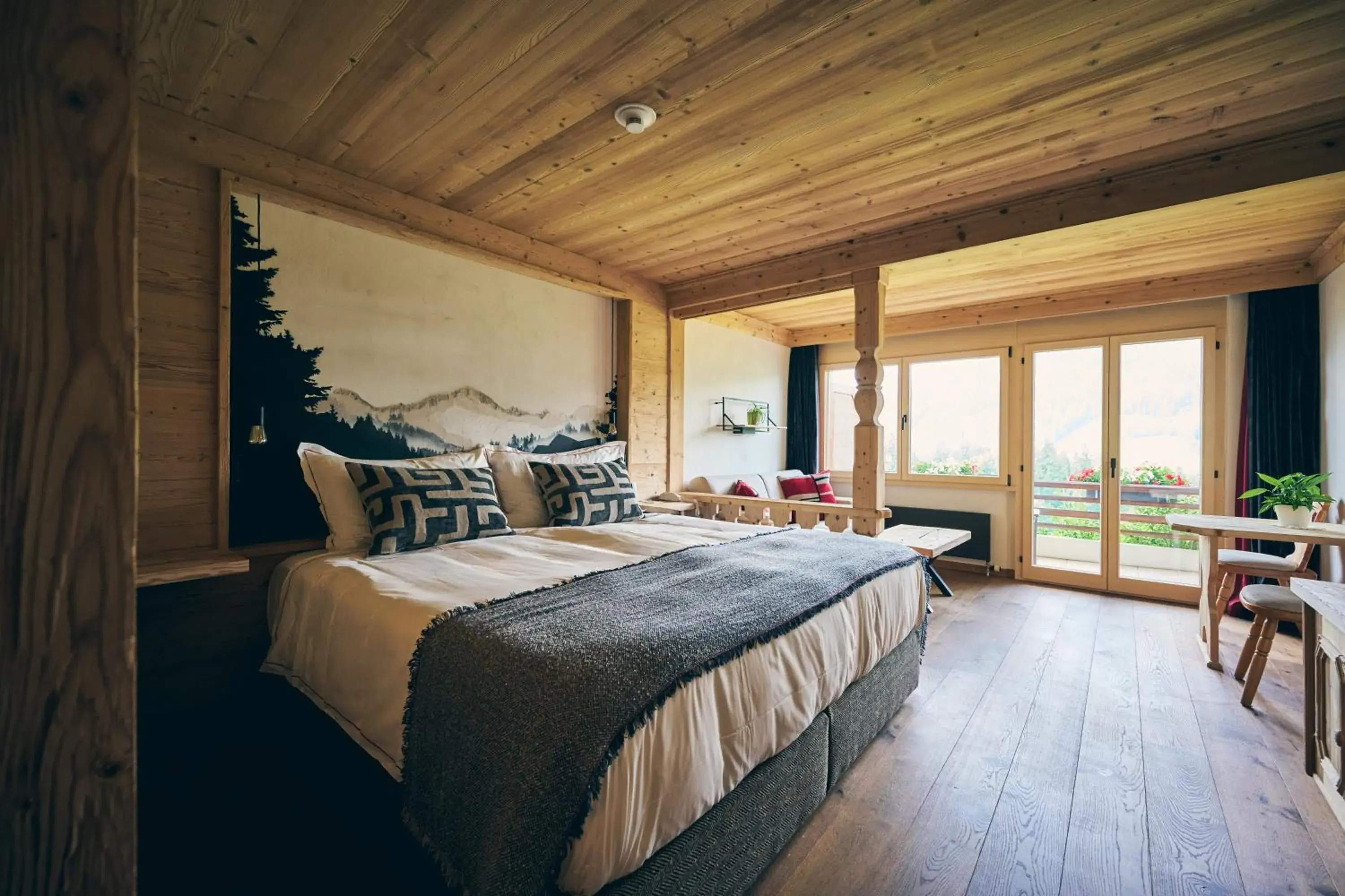 Deluxe Double Room with Balcony and Mountain View in Hotel Le Grand Chalet Gstaad Deluxe Double Room with Balcony and Mountain View in Hotel Le Grand Chalet Gstaad