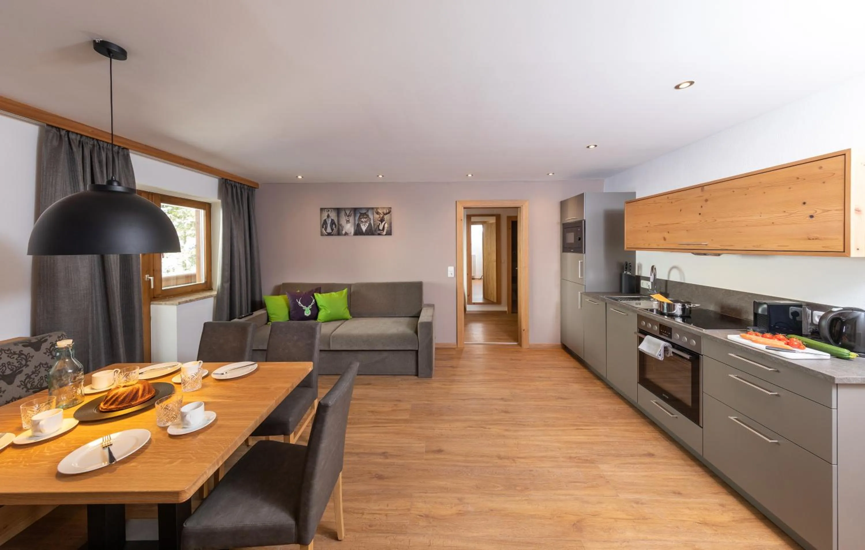 Kitchen or kitchenette in Das Grünholz Aparthotel