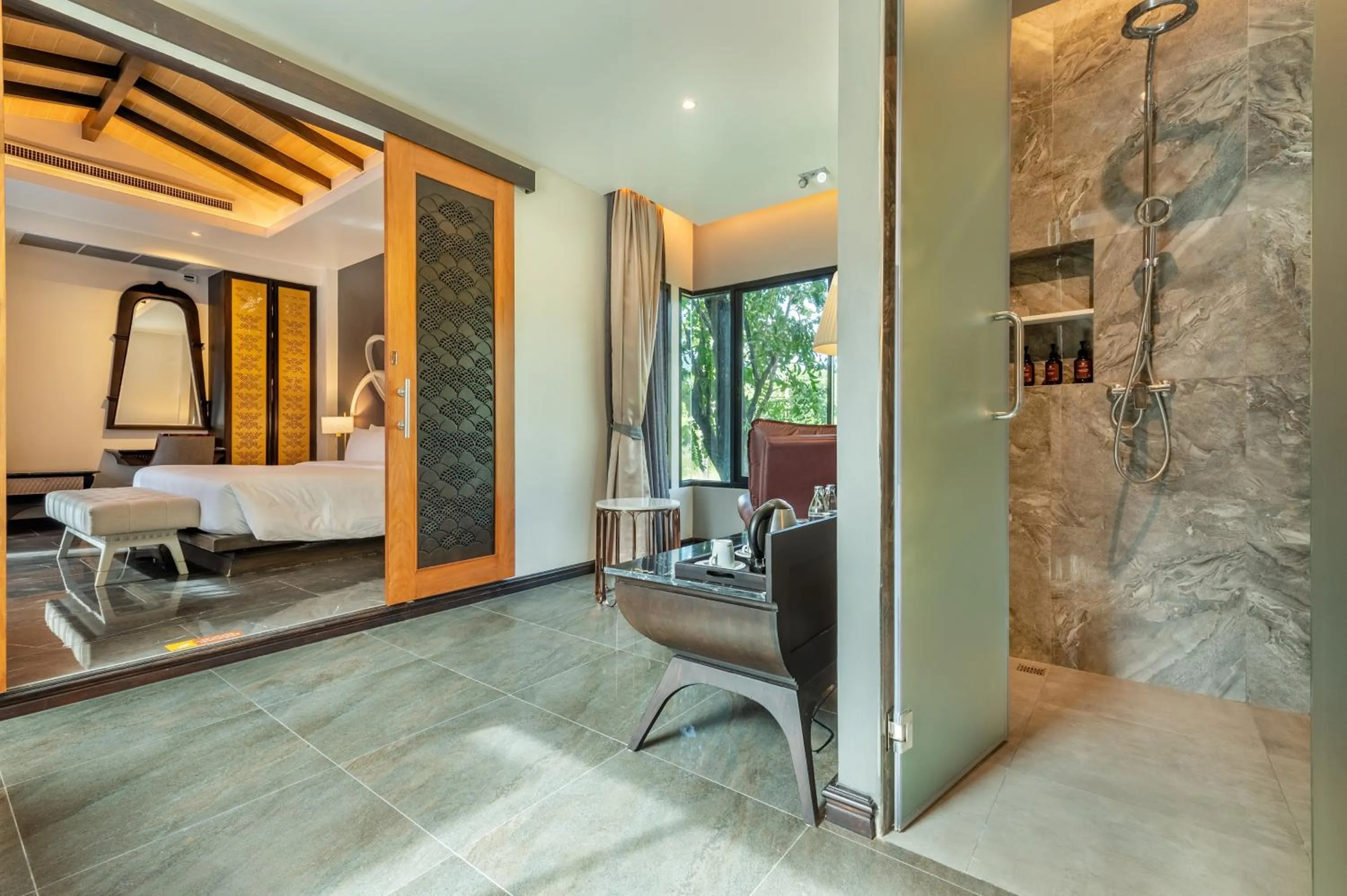 Seating area in Phukalini Luxury Pool Villa & Onsen