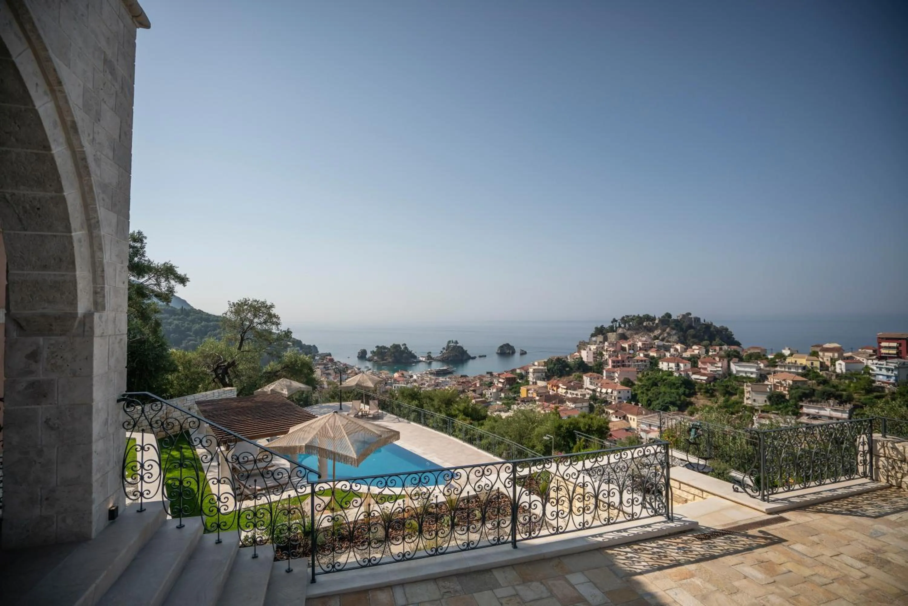 Pool view in Elysium Living Parga
