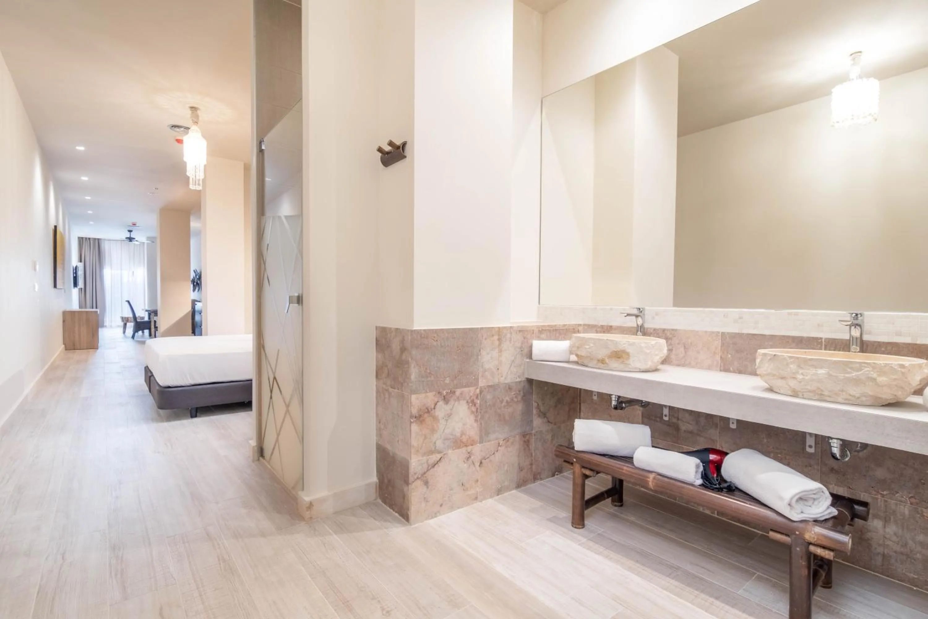 Bathroom, Bed in Tarifa Suites by QHotels