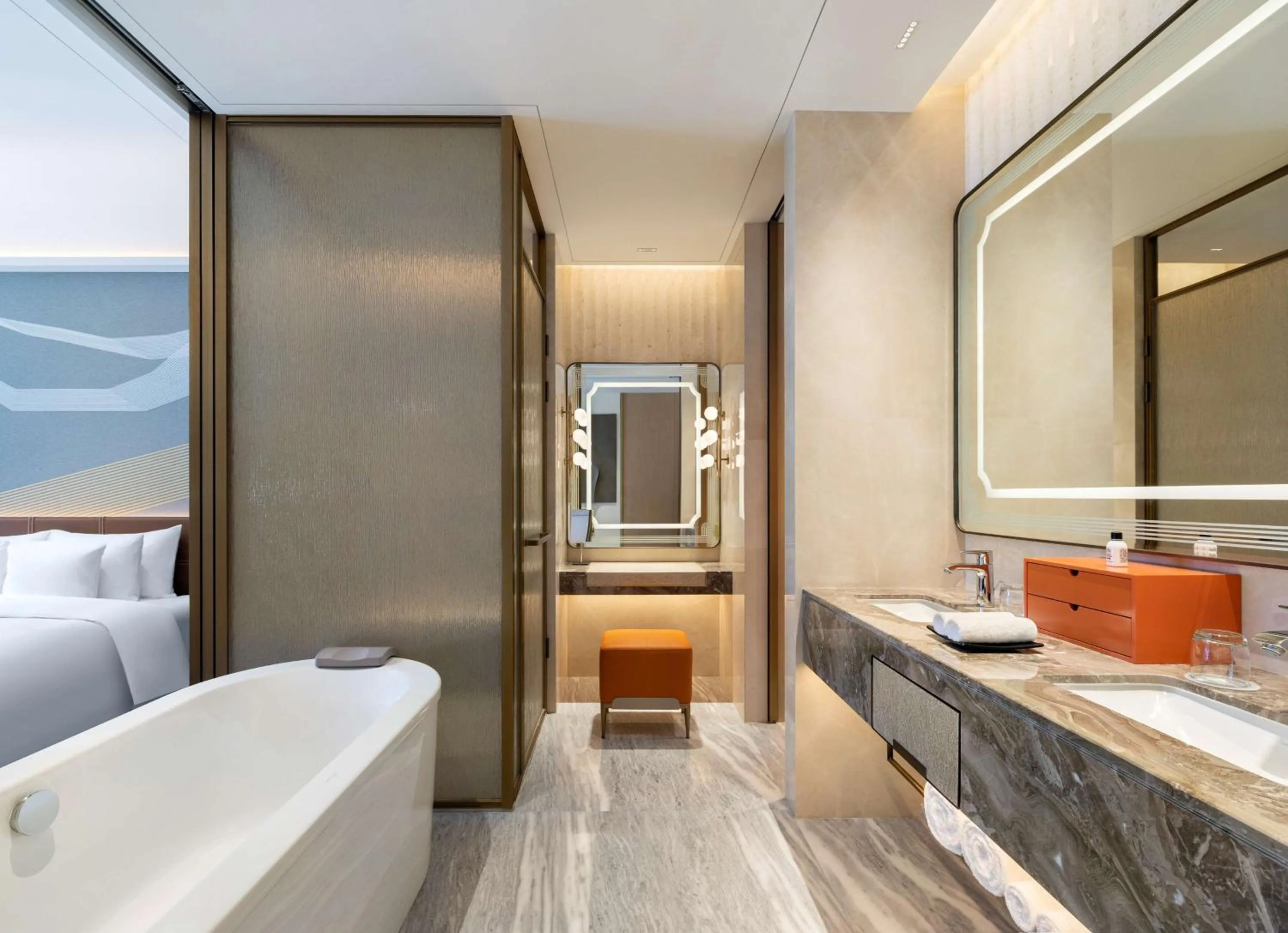Bathroom, Bed in Radisson Collection Resort Nanjing