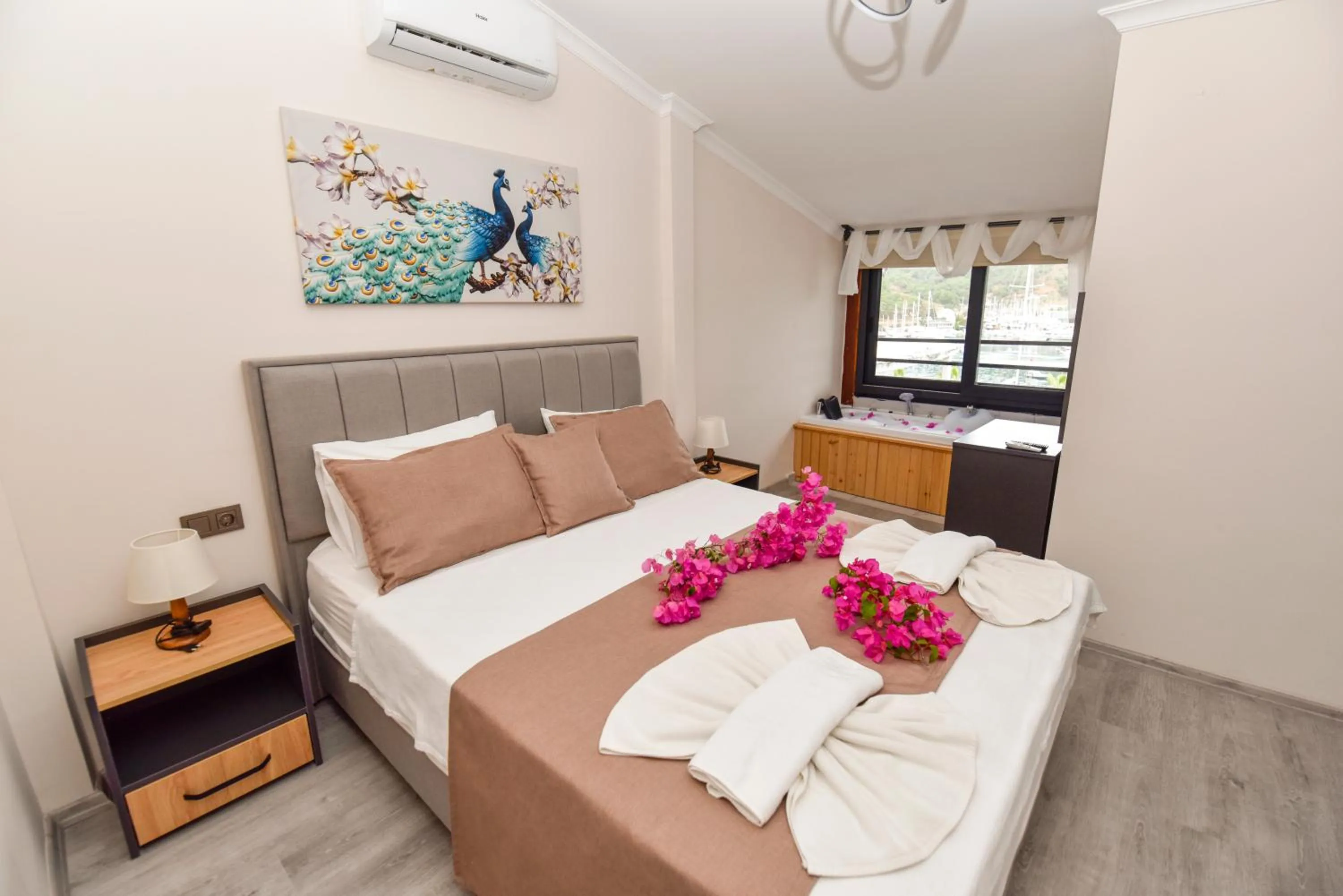 Bed in Mykonut Boutique Suites