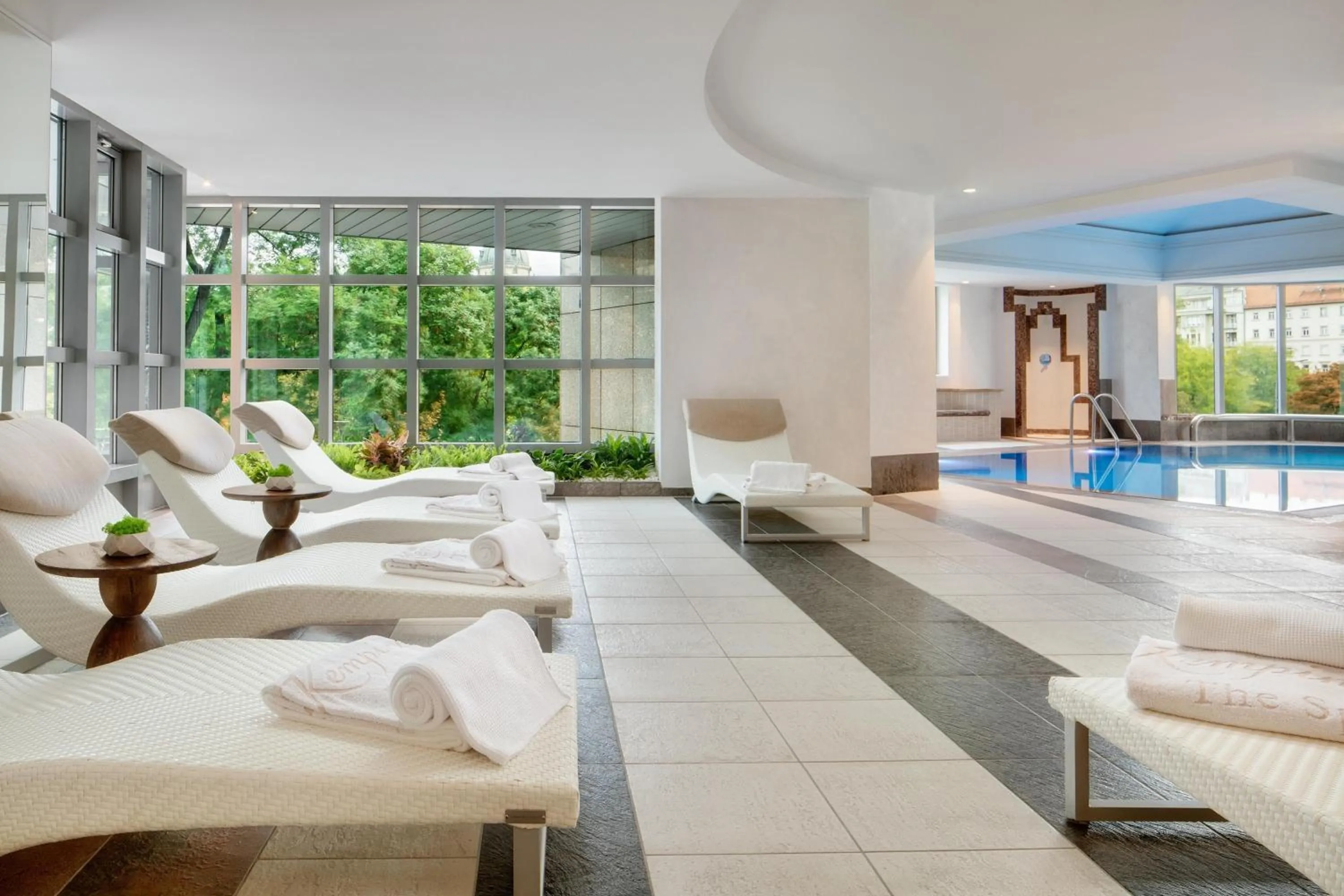 Pool view in Kempinski Hotel Corvinus Budapest