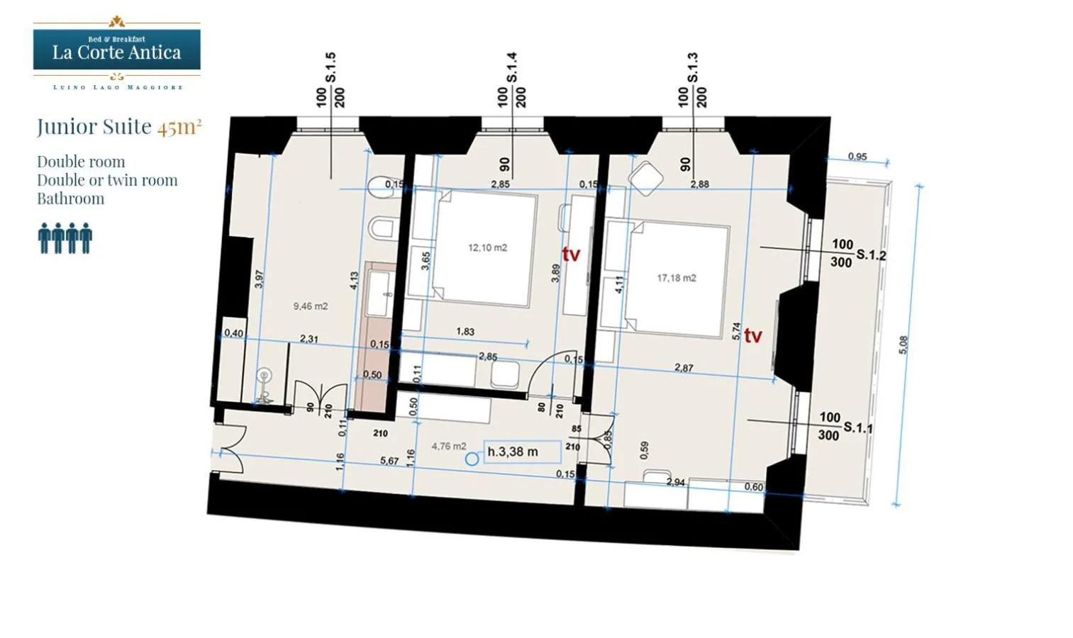 Floor plan in B&B La Corte Antica - Luino Lago Maggiore