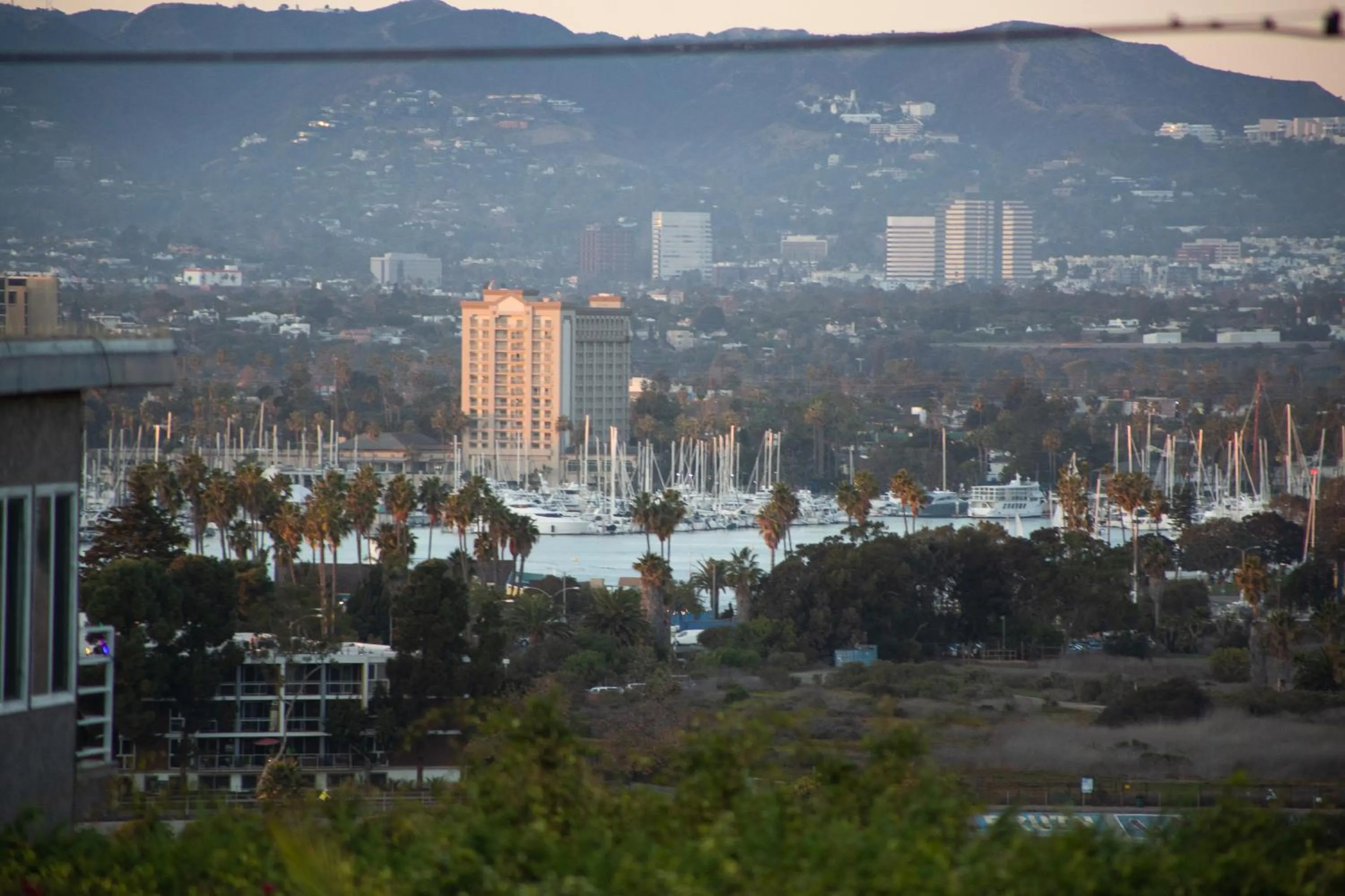 City view in Overlooking Marina del Rey sailboats, is Green Ginger Playa Del Rey on the bluff,