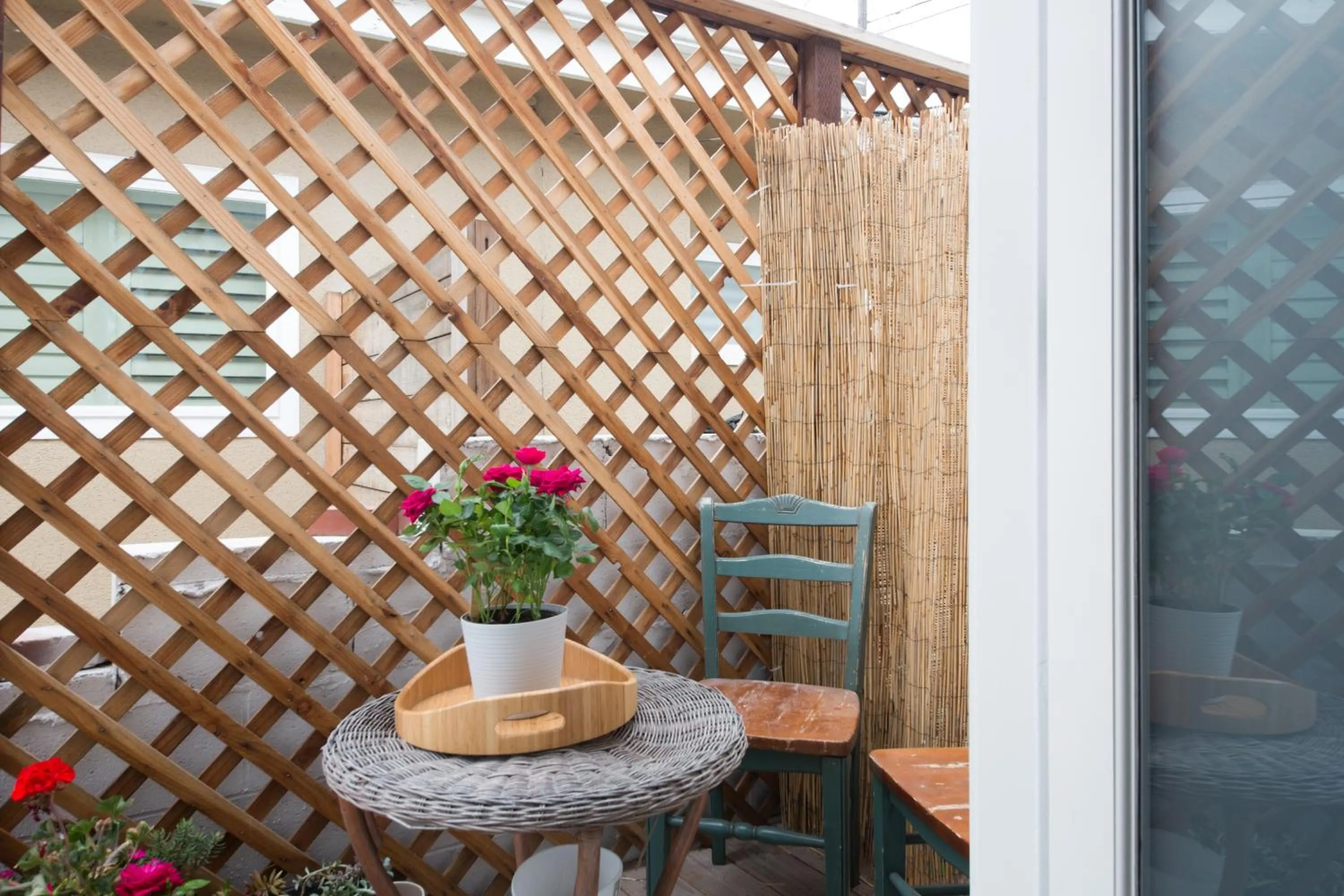 Patio in Overlooking Marina del Rey sailboats, is Green Ginger Playa Del Rey on the bluff,