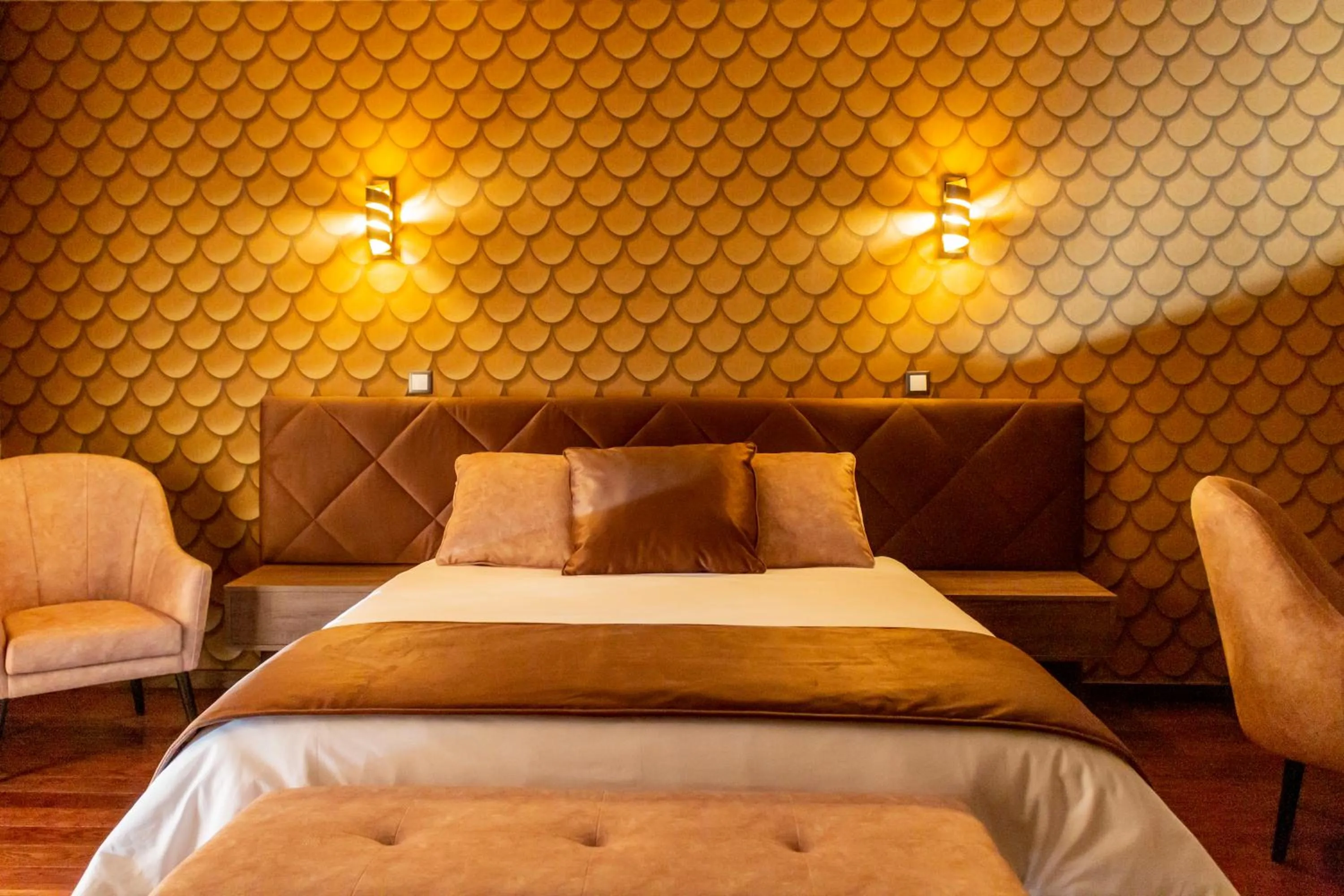 Bed in Golden Mirror