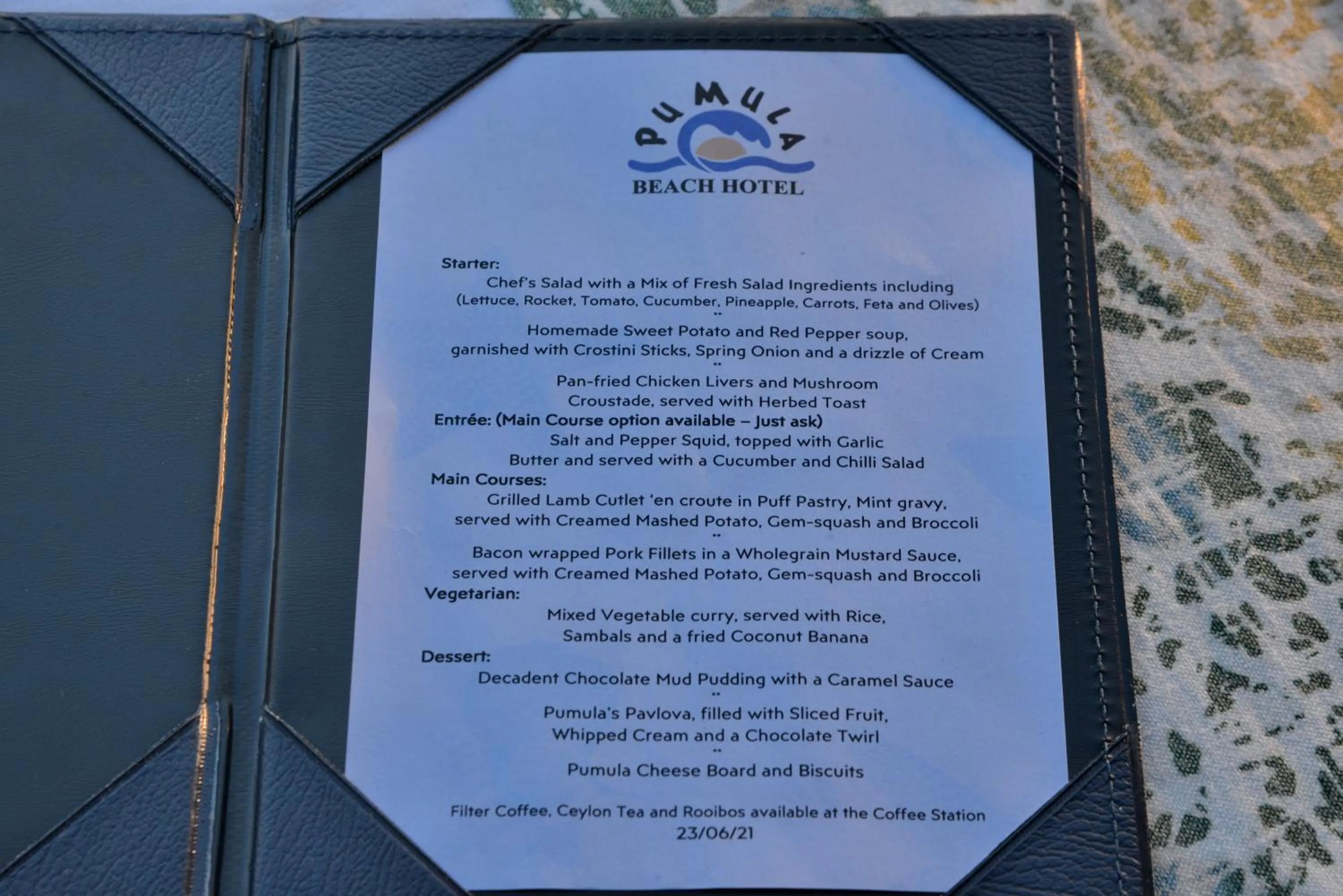 Food in Pumula Beach Hotel