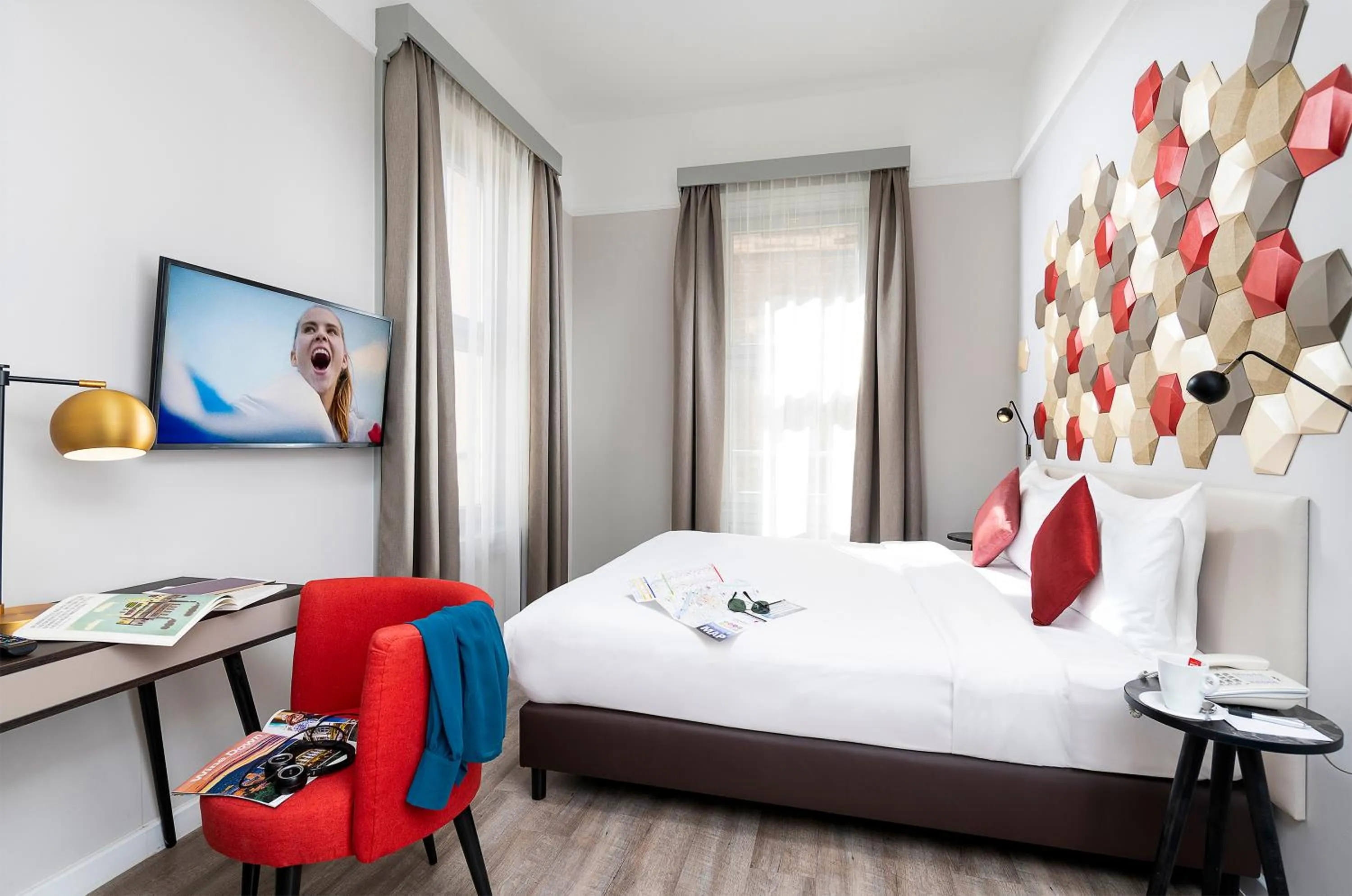 Bedroom, Bed in Three Corners Hotel Art