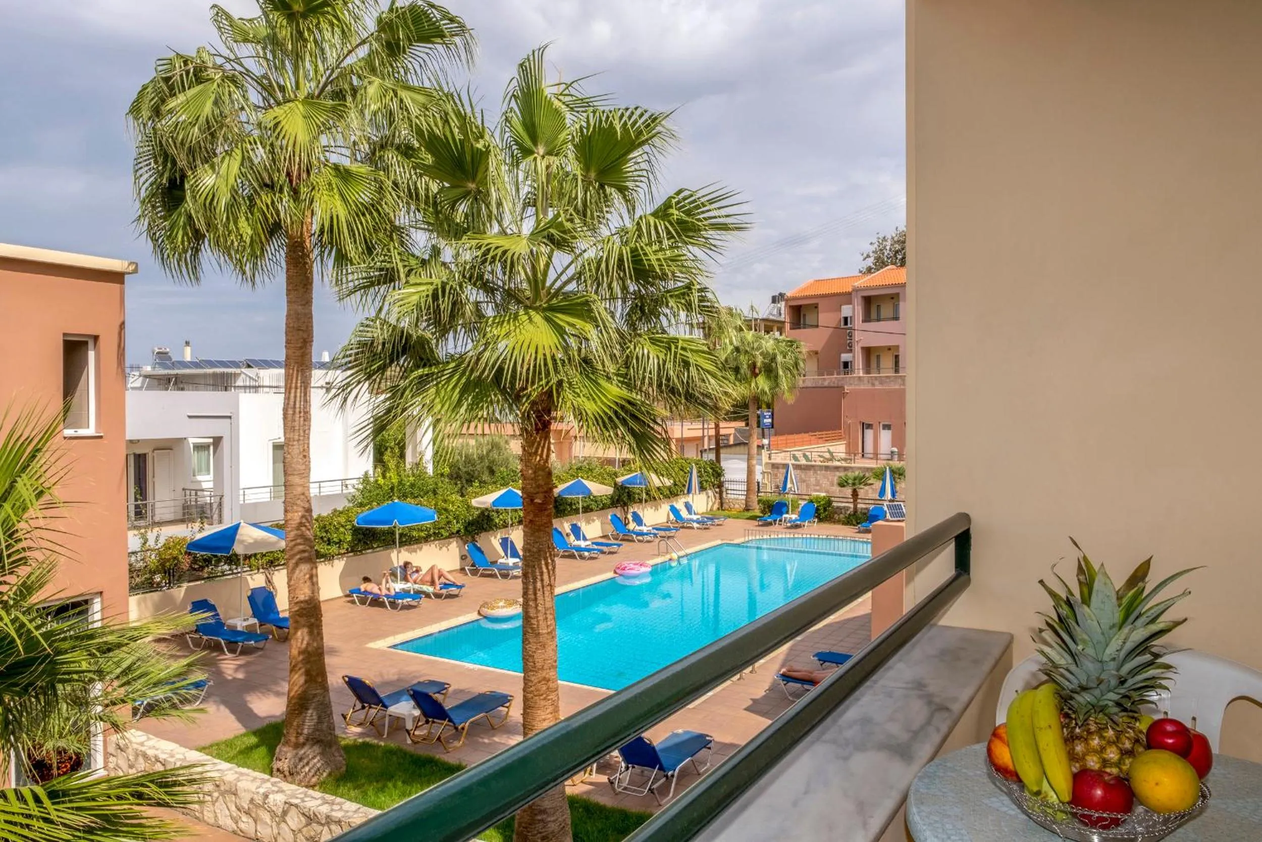 Pool view in Theos Holidays Apartments