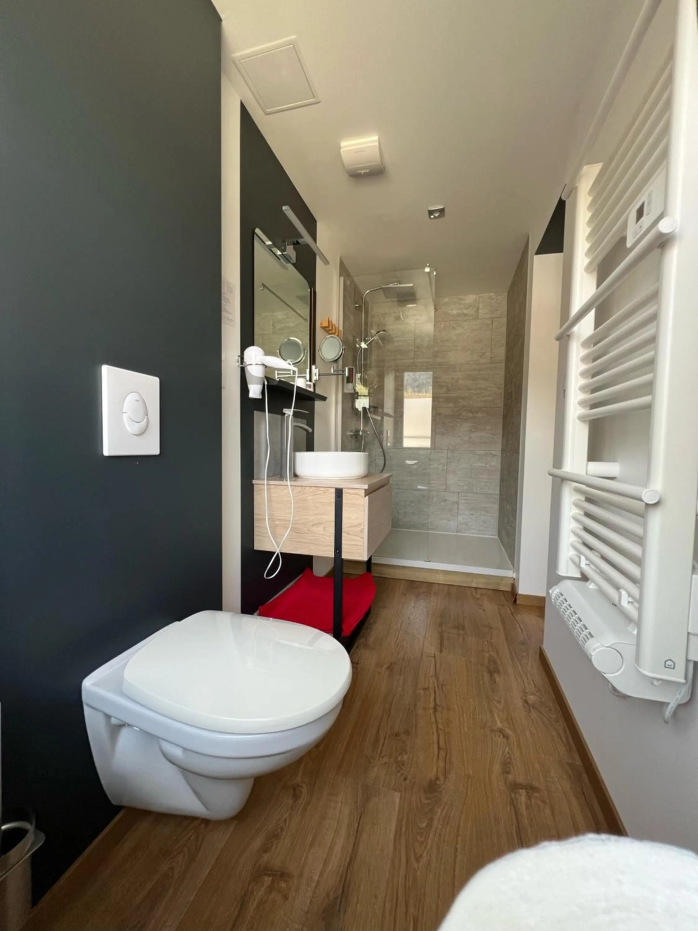 Shower, Bathroom in Hôtel & Spa du Tremplin