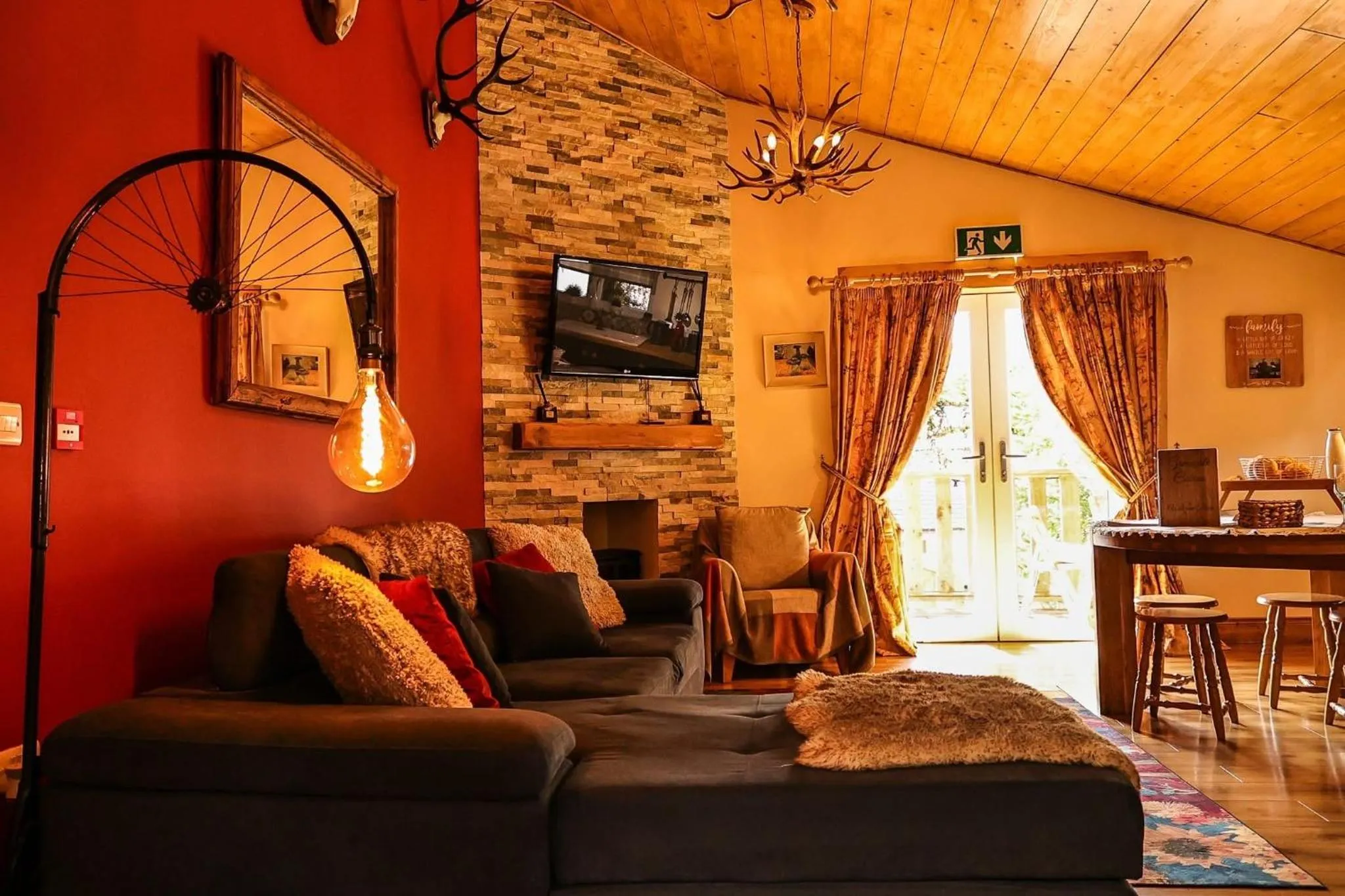 Seating area in Greenvale Cabins