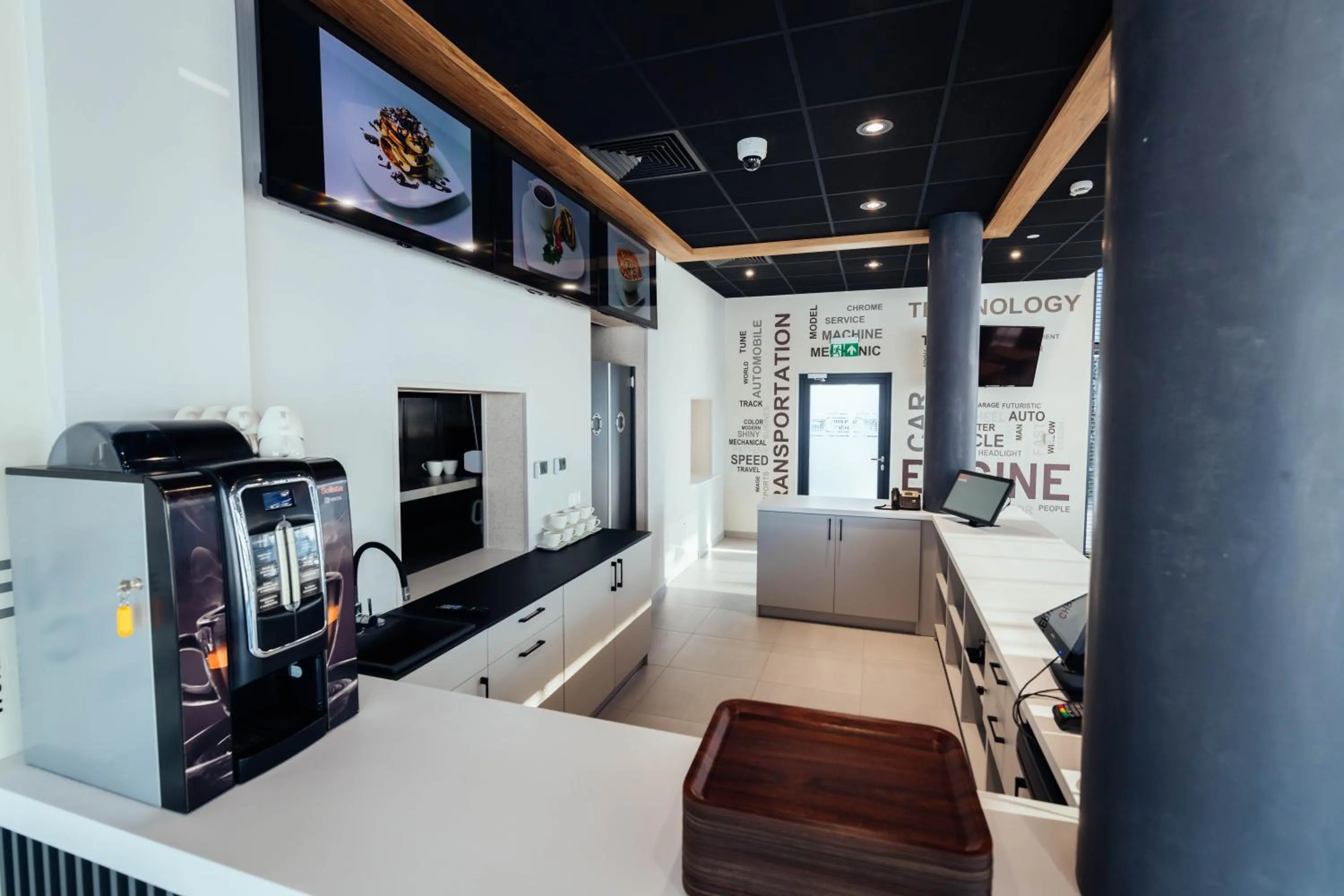 Lounge or bar in blue hotel