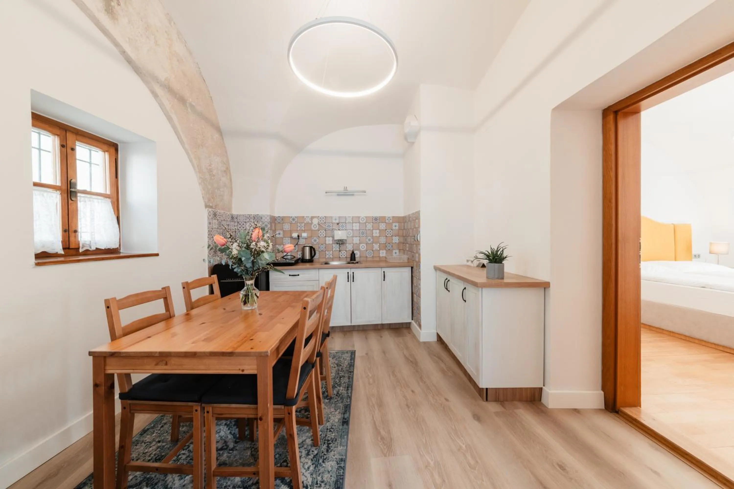 Kitchen or kitchenette, Bed in Penzion Austis