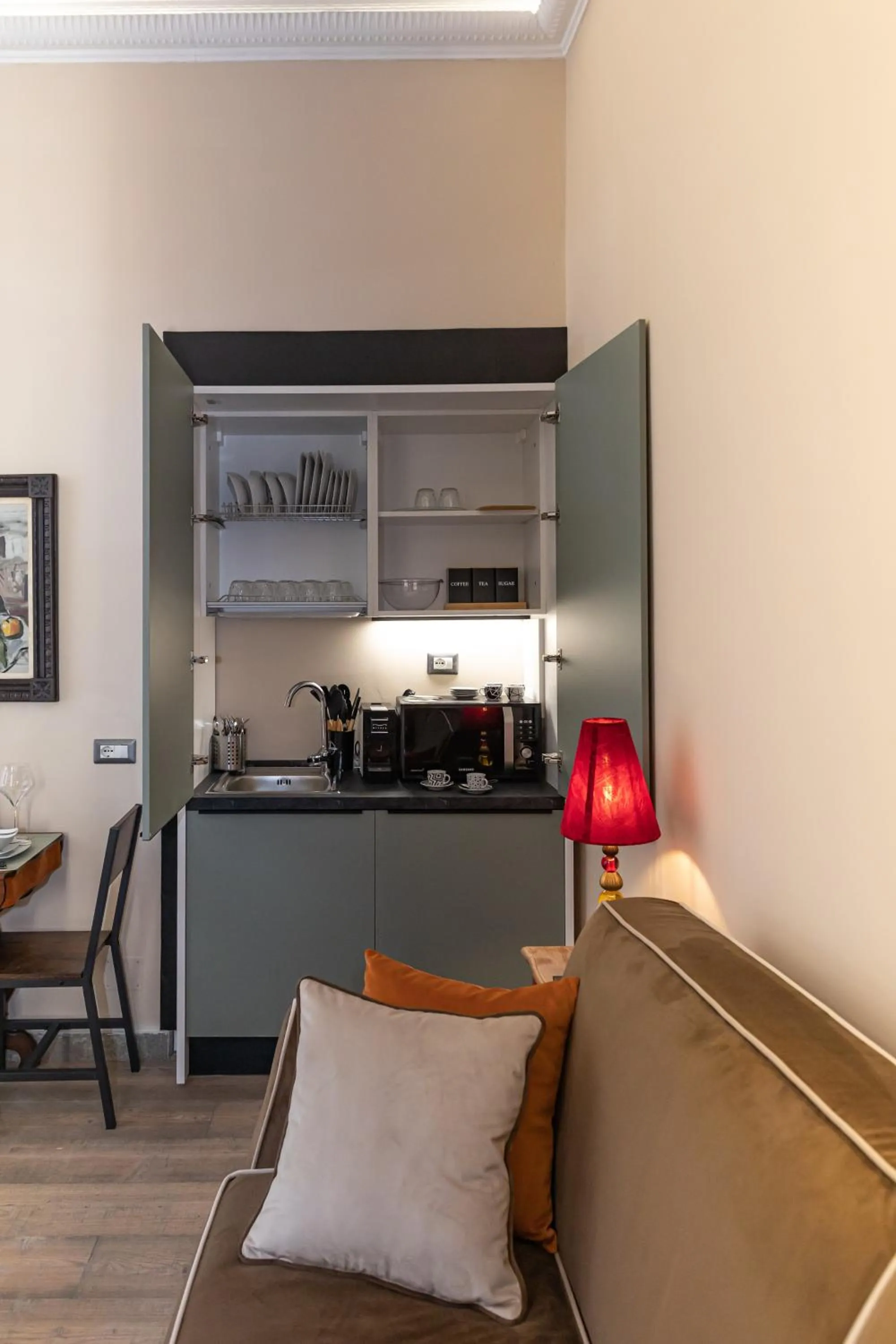 Kitchen or kitchenette in Corso Suite 107 Rooms Wellness & Spa
