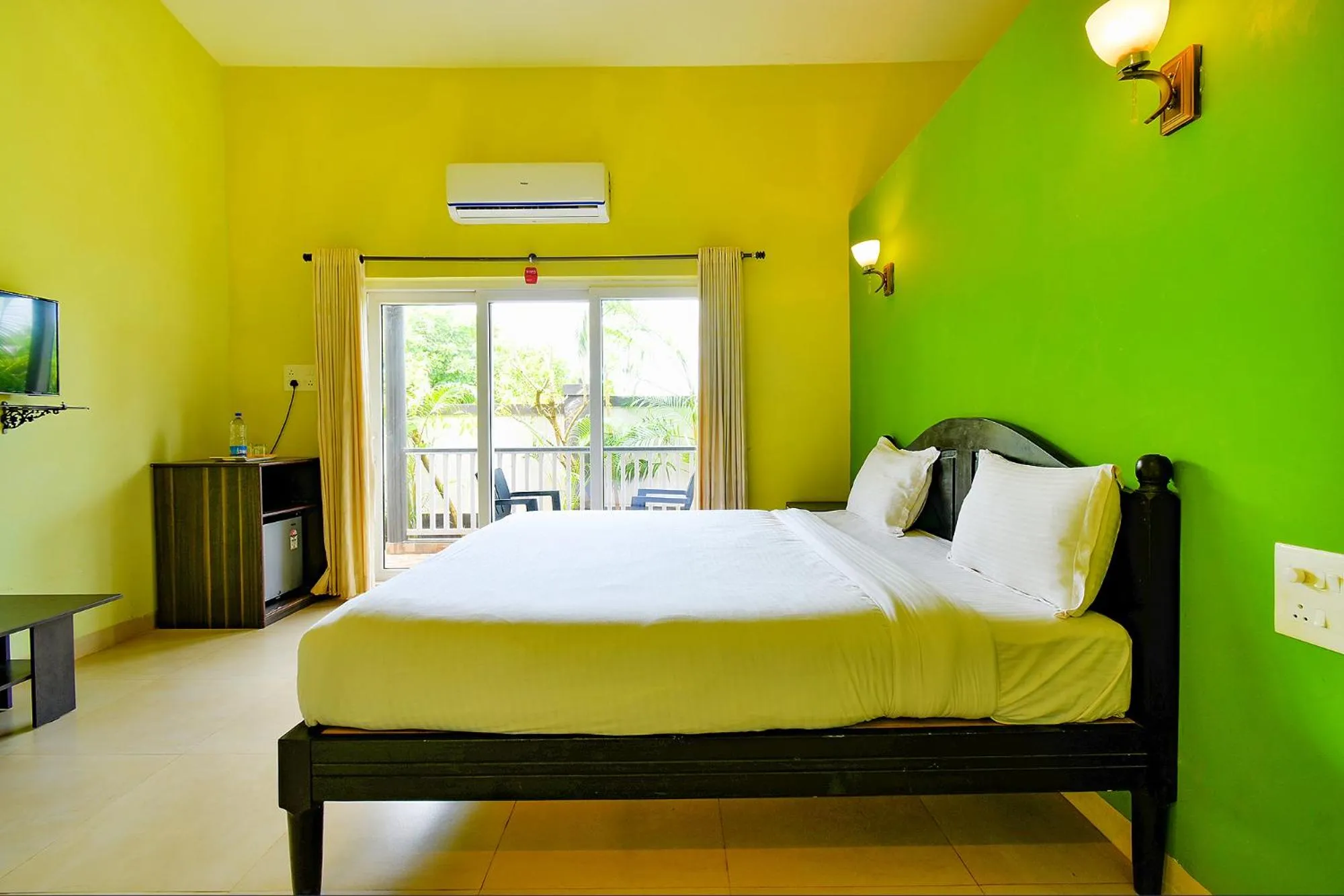 View (from property/room), Bed in FabEscape Vagator Retreat Resort With Swimming Pool - Nr Vagator Beach