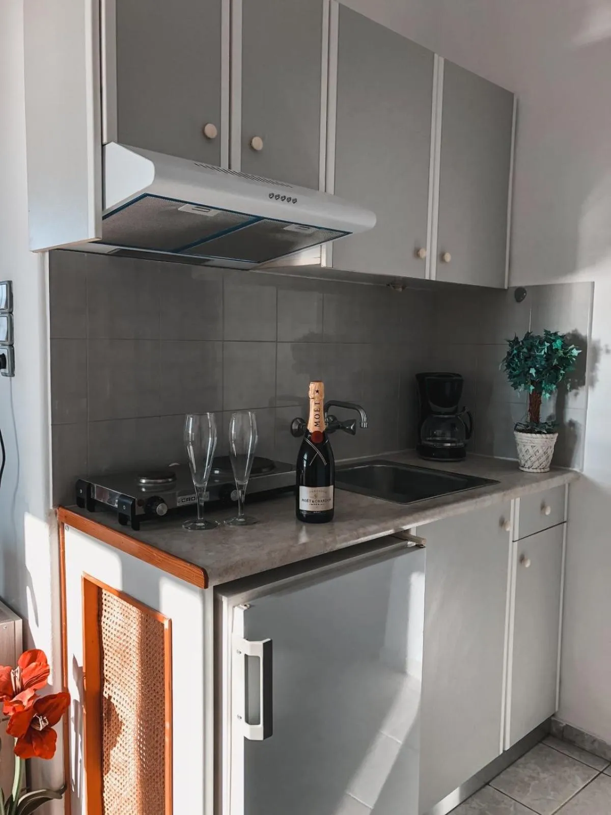 Kitchen or kitchenette in Anthoula Apartments