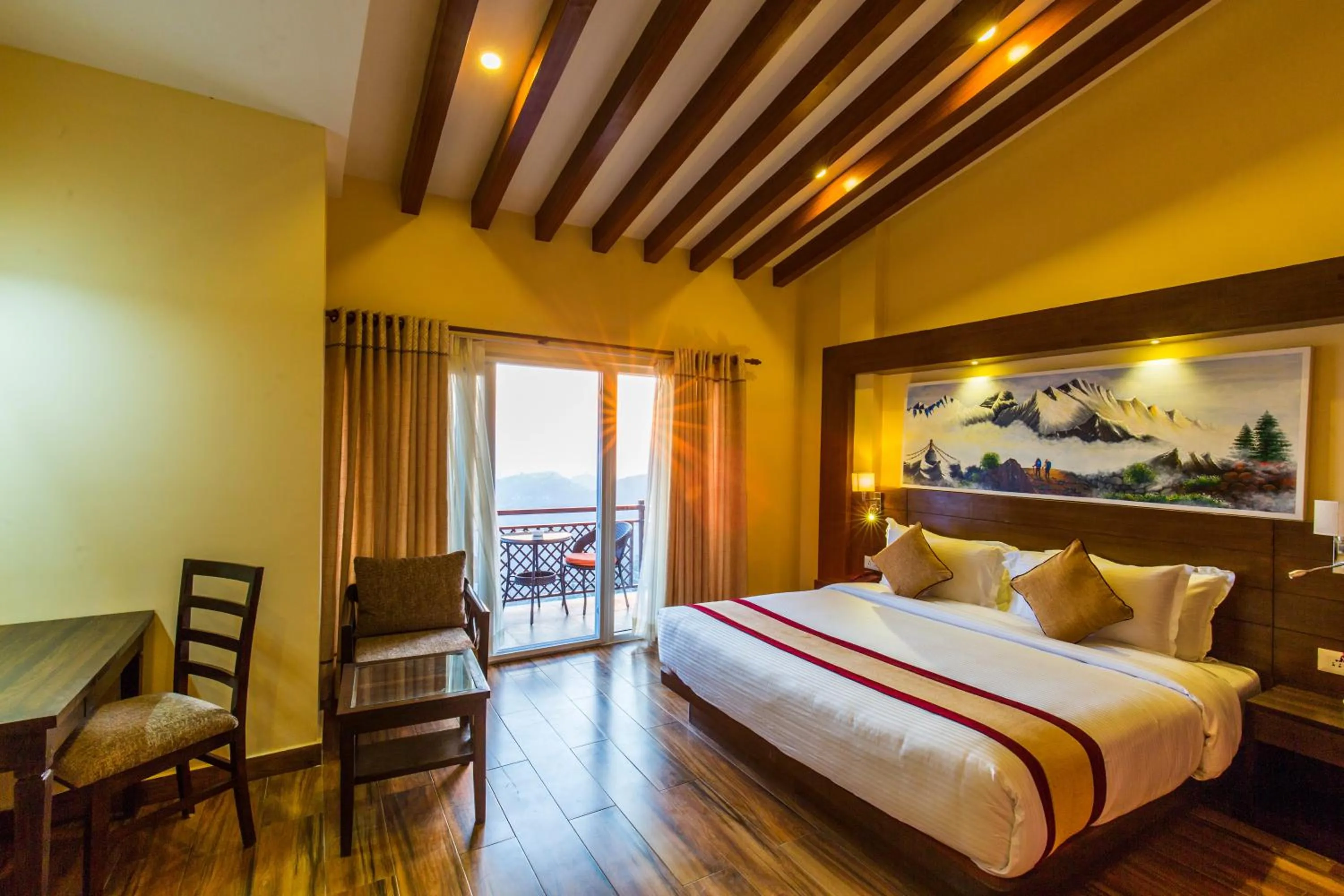 Photo of the whole room, Bed in Himalaya Drishya Resort