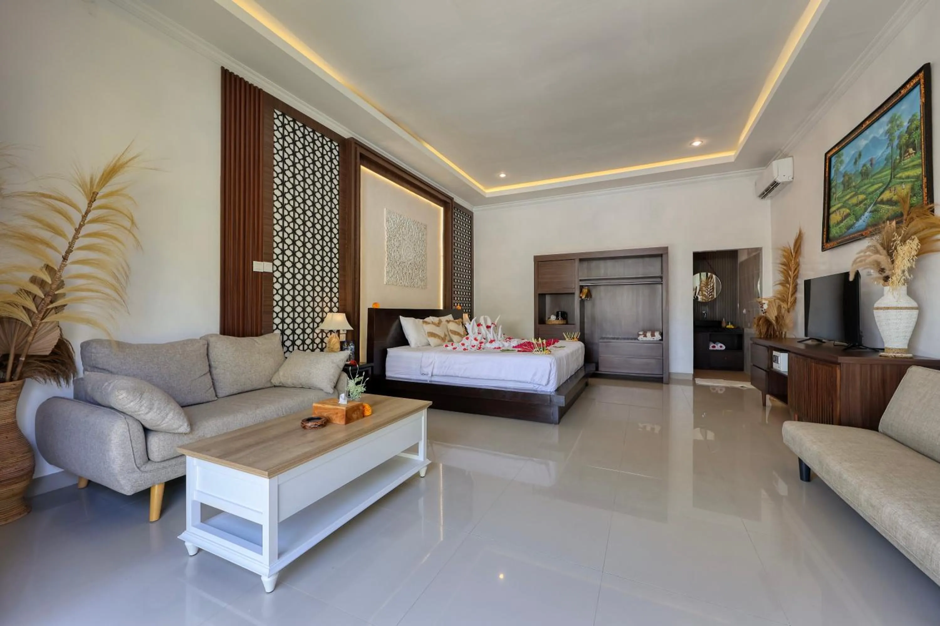 Bed in Kelingking Mesari Villa and Spa