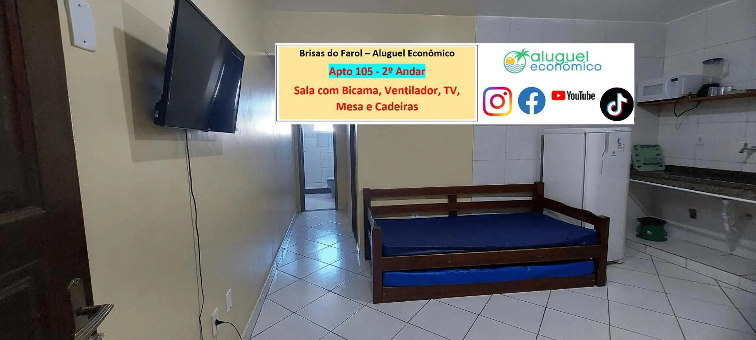 Living room, Bed in Arraial do Cabo - Brisas do Farol - Aluguel Econômico