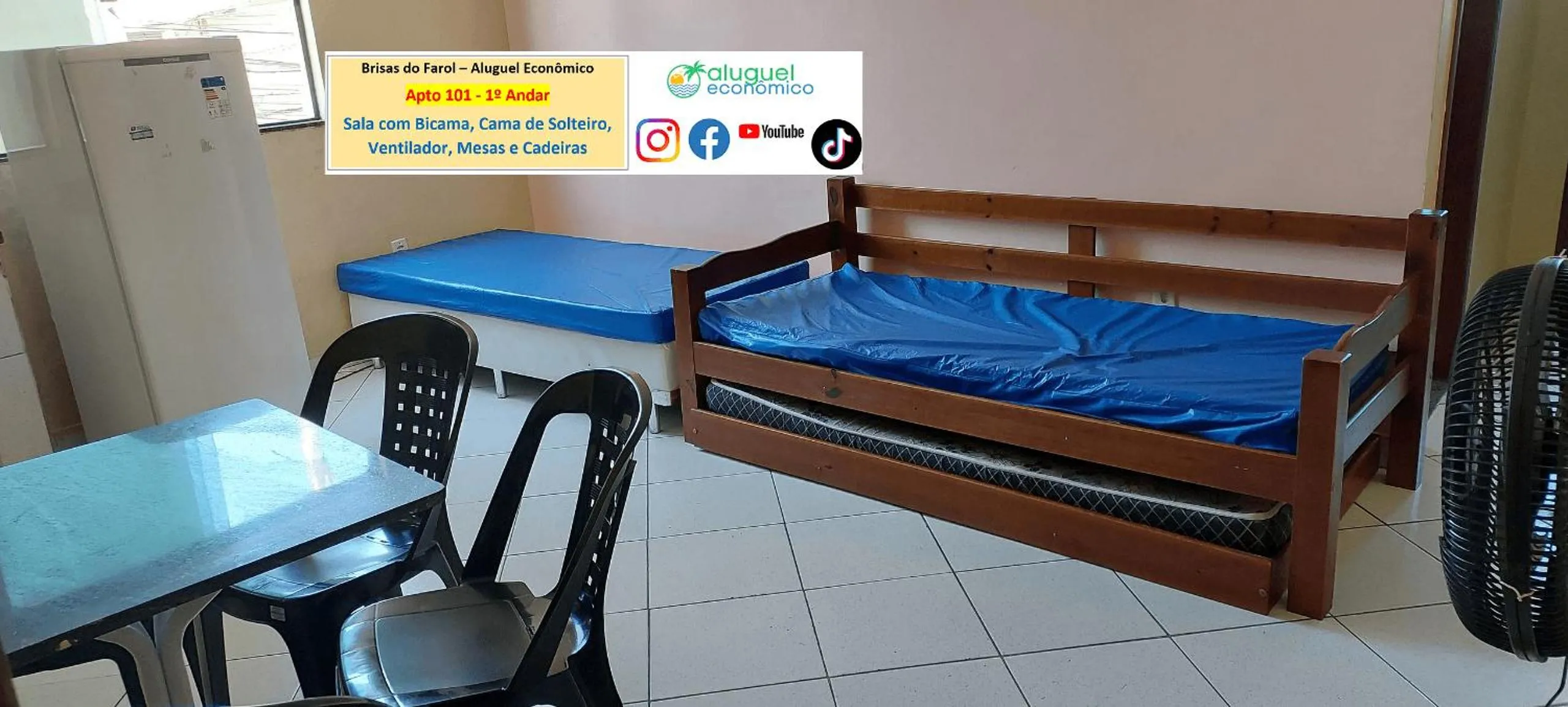 Living room, Bed in Arraial do Cabo - Brisas do Farol - Aluguel Econômico